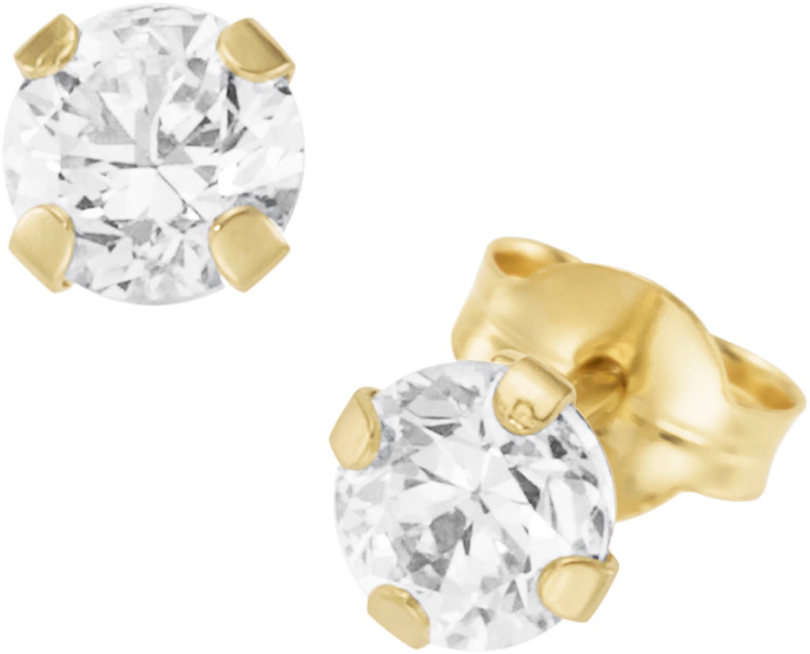 Firetti Paar Ohrstecker »Schmuck Geschenk Gold 375 Ohrschmuck Ohrringe Solitär Krappenfassung«, mit Zirkonia (synth.)