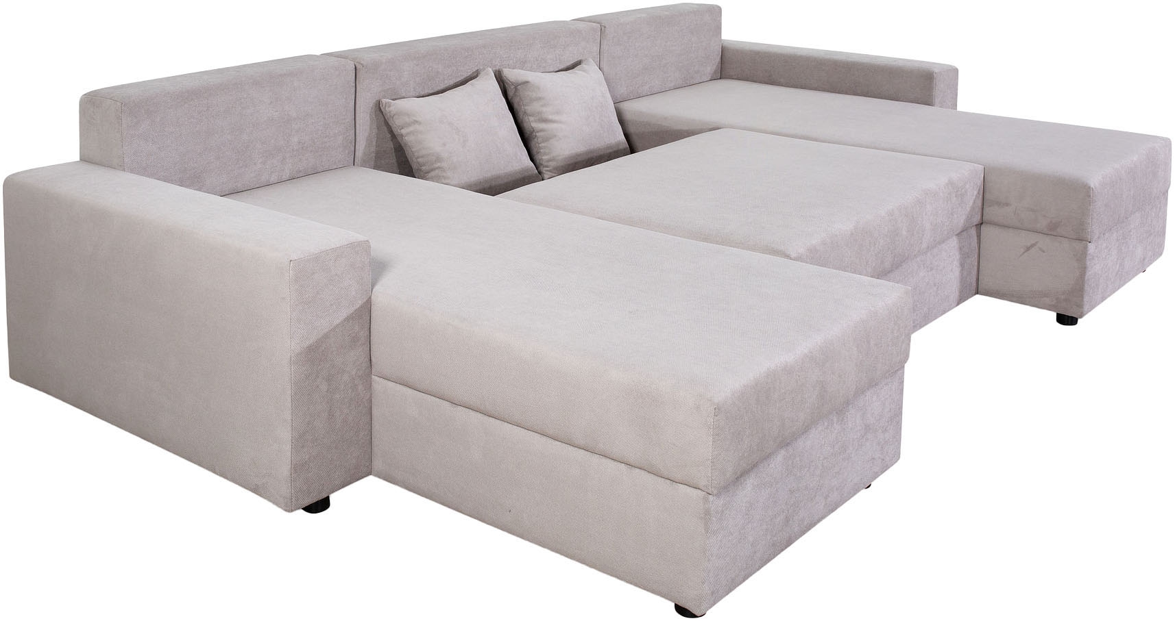 COLLECTION AB Wohnlandschaft »Pico U-Form, Breite 252, mit Schlaffunktion, Bettkasten & Zierkissen«, Wohnlandschaft,2 X Ottomane,Polyätherschaum Polsterung