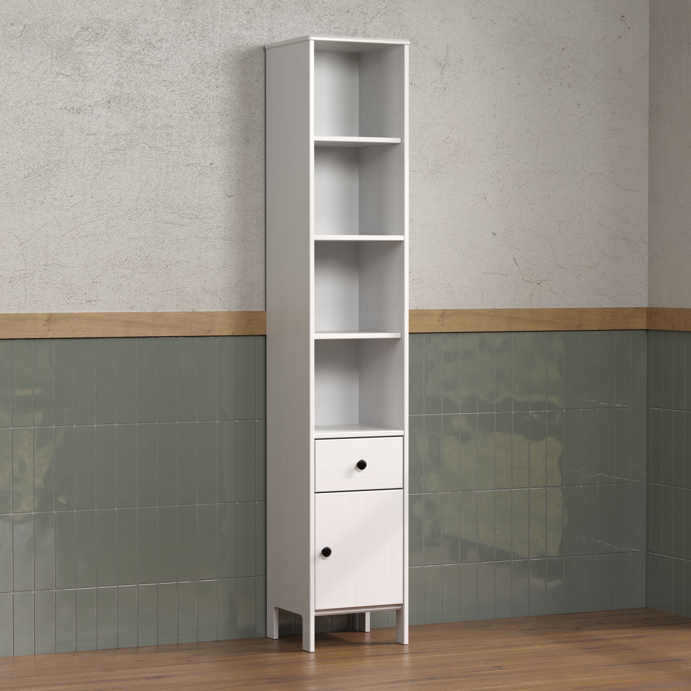 welltime Hochschrank »Kall«, (1 St.), Badschrank aus Kiefer-Massivholz mit Schublade - (B/T/H) 35/33/188 cm