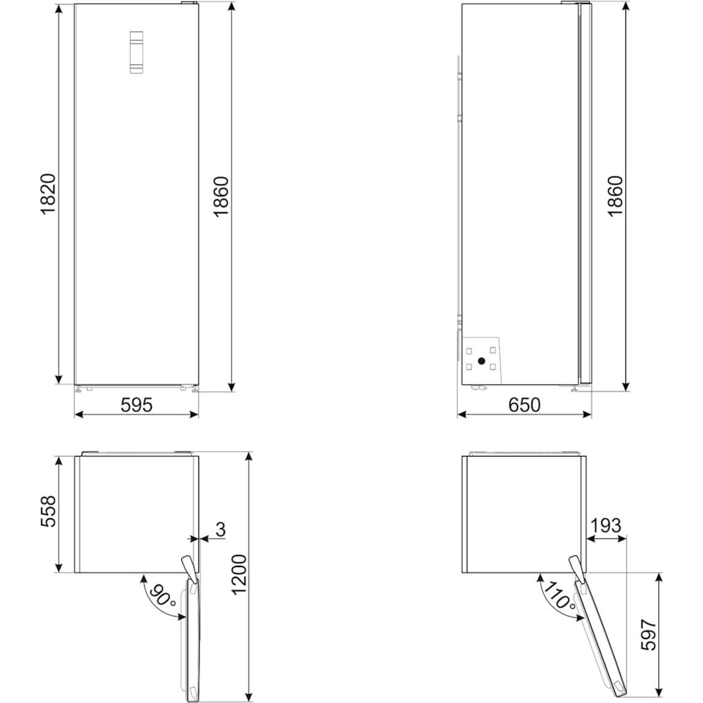 Smeg Gefrierschrank »FF18EN3HX«, 186 cm hoch, 59,5 cm breit