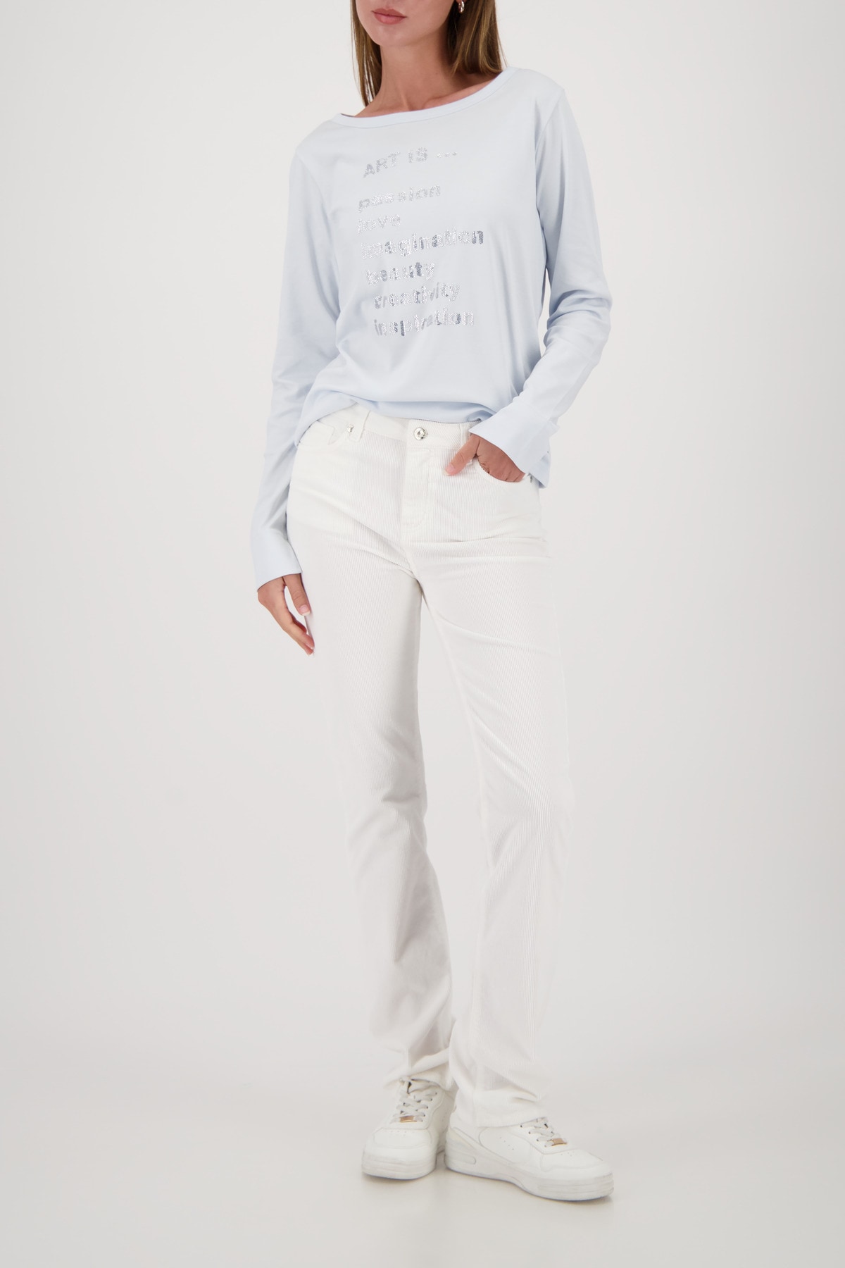 Monari Langarmshirt »Shirt Schmuckschrift« Regular fit mit U-Boot-Ausschnitt