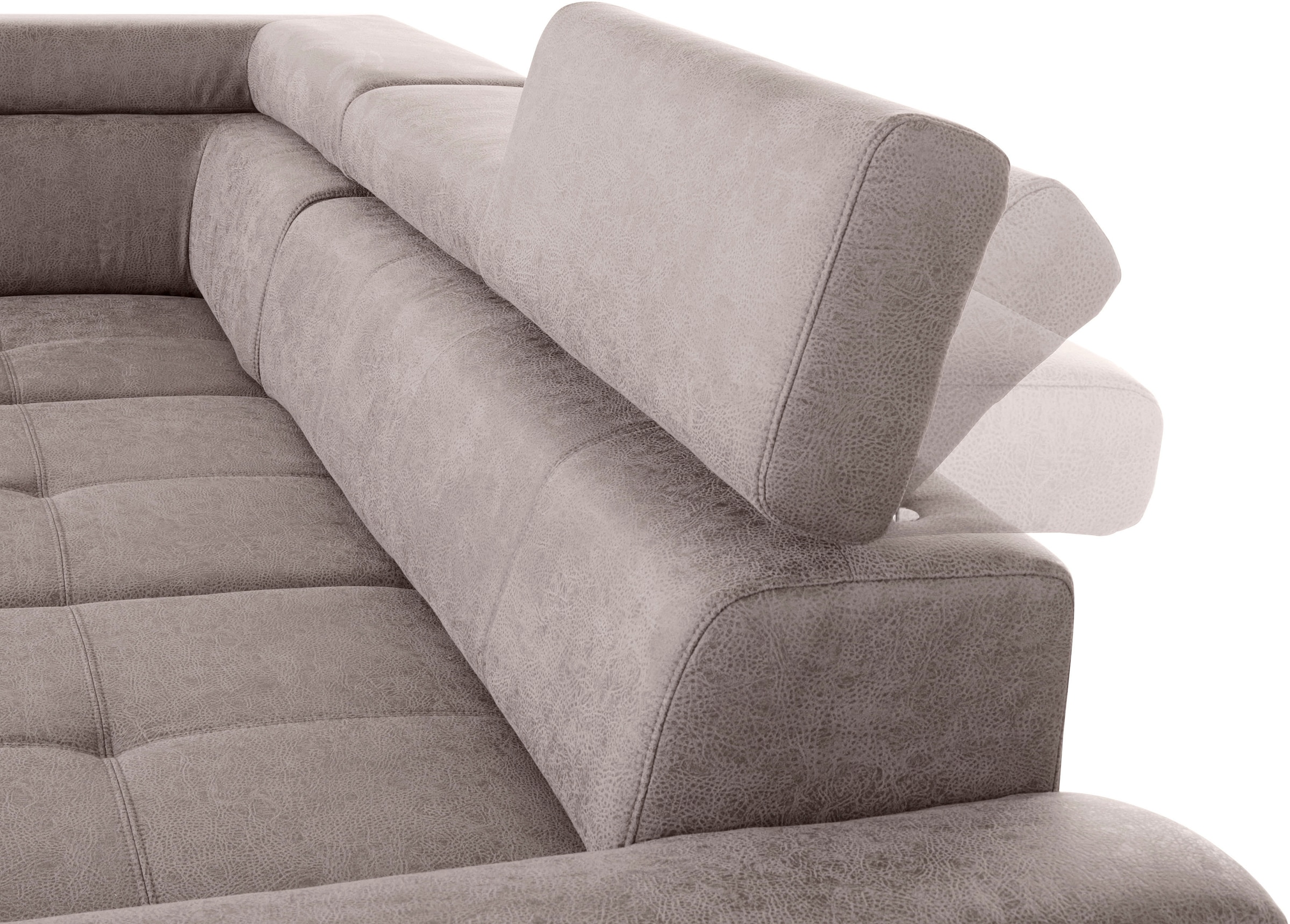 exxpo - sofa fashion Ecksofa »Enya, aufwendige Detailverarbeitung, hoher Sitzkomfort, bequem, L-Form«, mit Kopfteilverstellung, wahlweise Bettfunktion u. Bettkasten