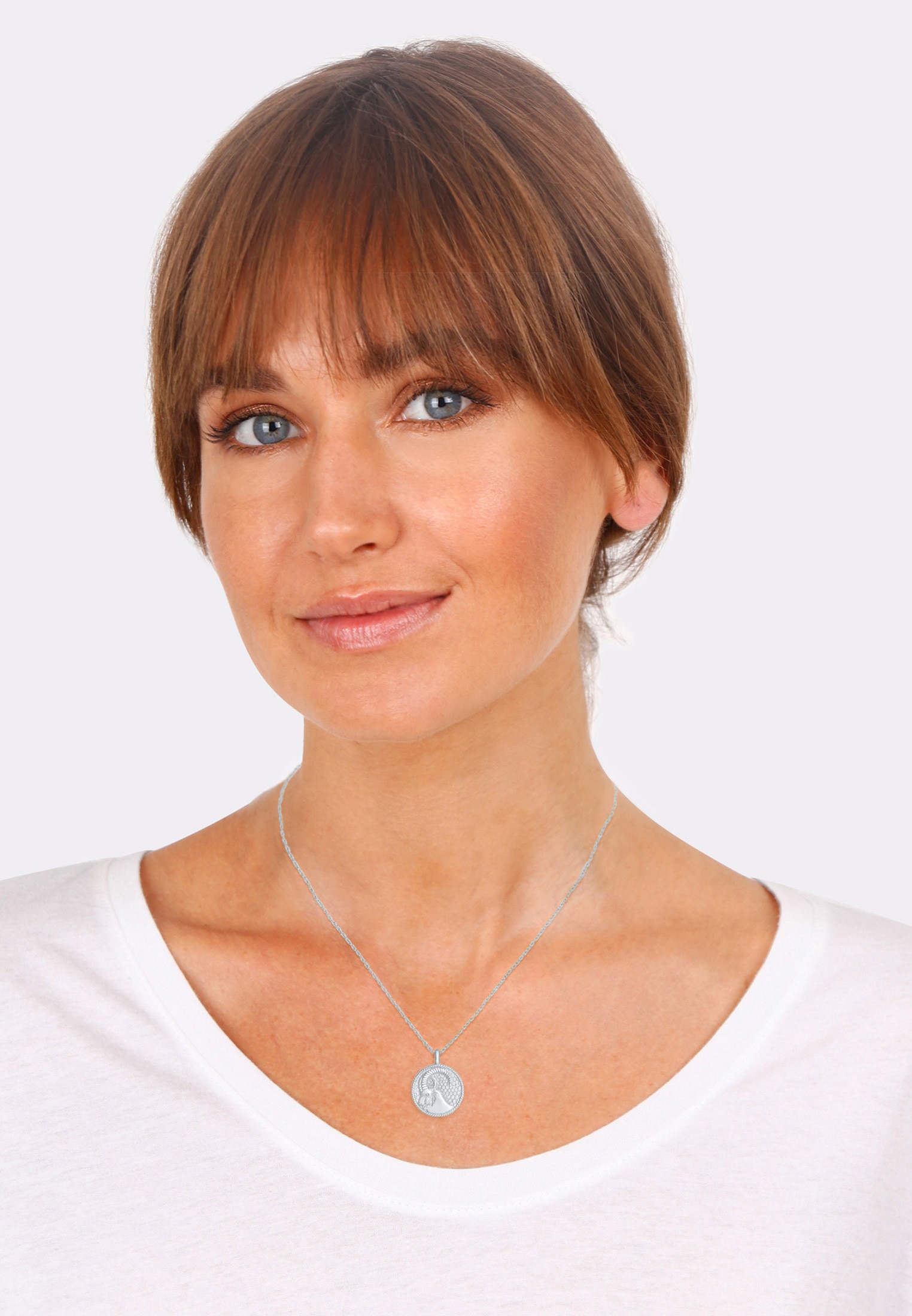Elli Kette mit Anhänger »Halskette Sternzeichen Steinbock Astro Münze 925 Silber«