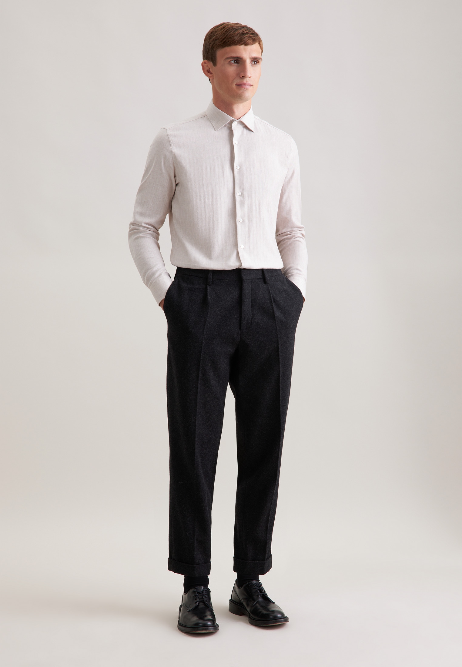 seidensticker Flanellhemd »Schwarze Rose« Shaped 1/1 Kentkragen Fischgrat