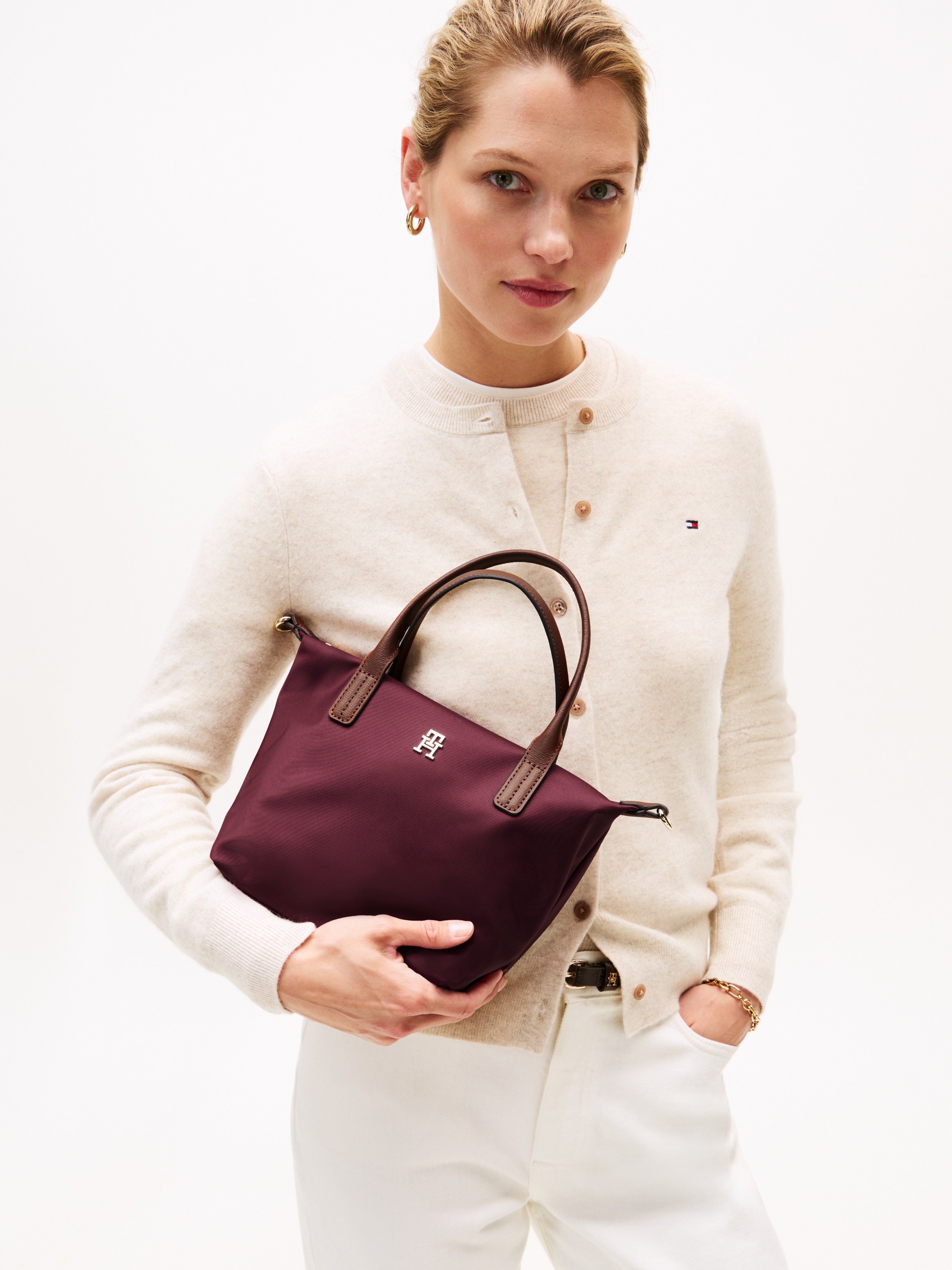 Tommy Hilfiger Tragetasche »POPETTE MINI TOTE« , Damen Umhängetasche, Minibag mit abnehmbarem Umhängeriemen