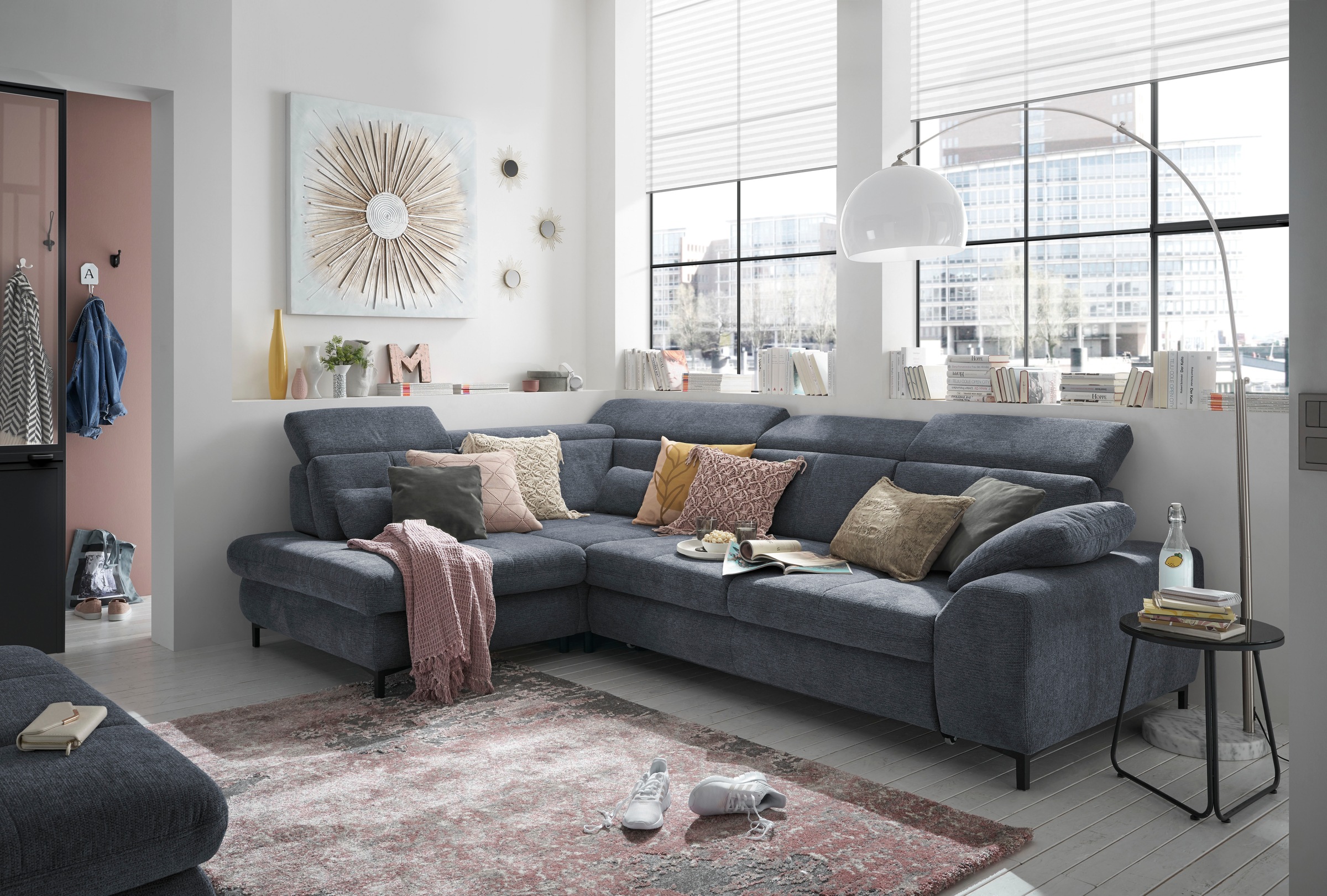 set one by Musterring Ecksofa »SO 3400, Komfortsitzhöhe 47cm oder 49cm, inkl. Sitztiefenverstellung«, verschiedene Funktionen, Kaltschaumpolsterung, Stellmaße 220 x 317 cm
