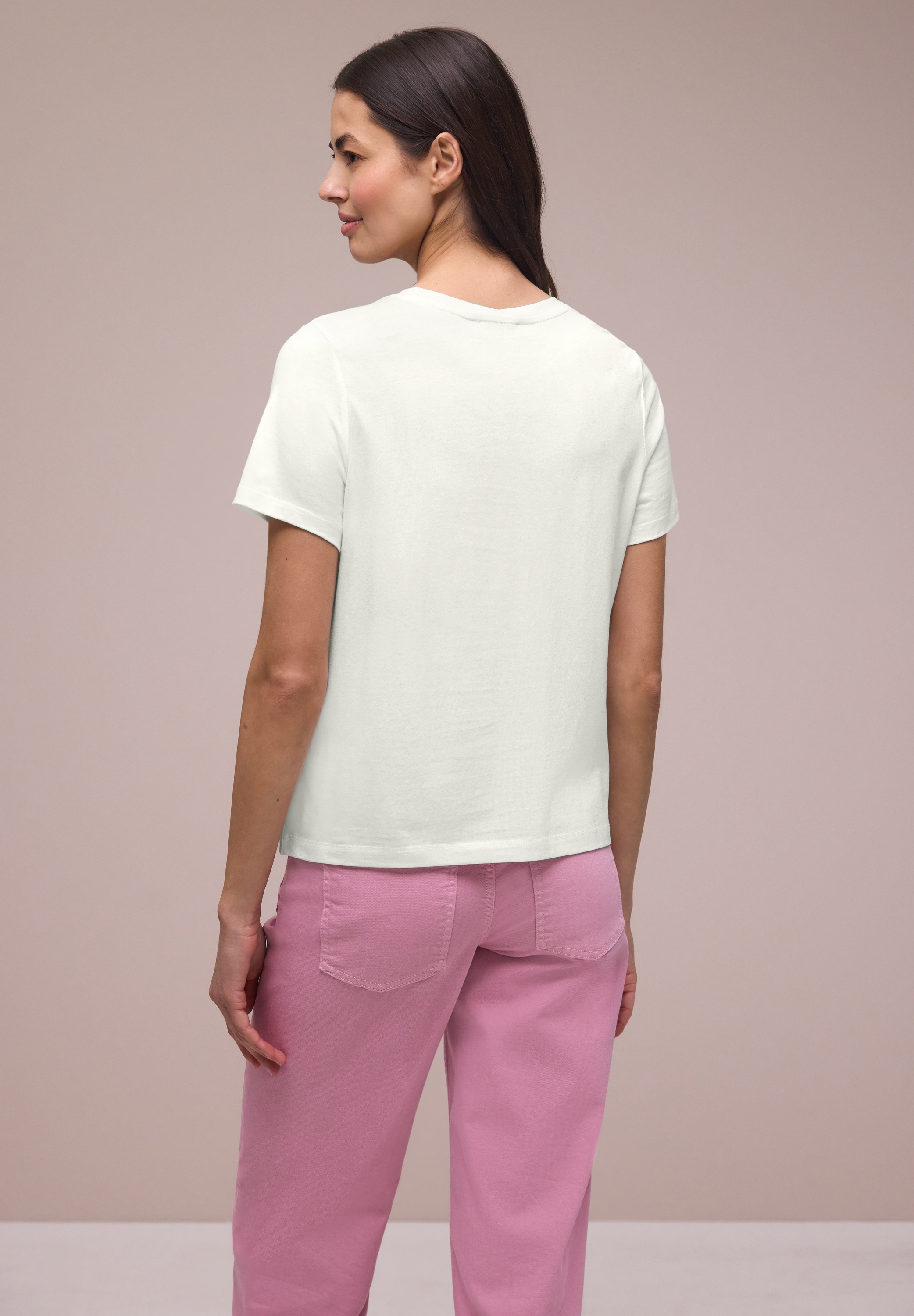 STREET ONE Kurzarmshirt Sommershirt mit Rundhals und Herzdetail