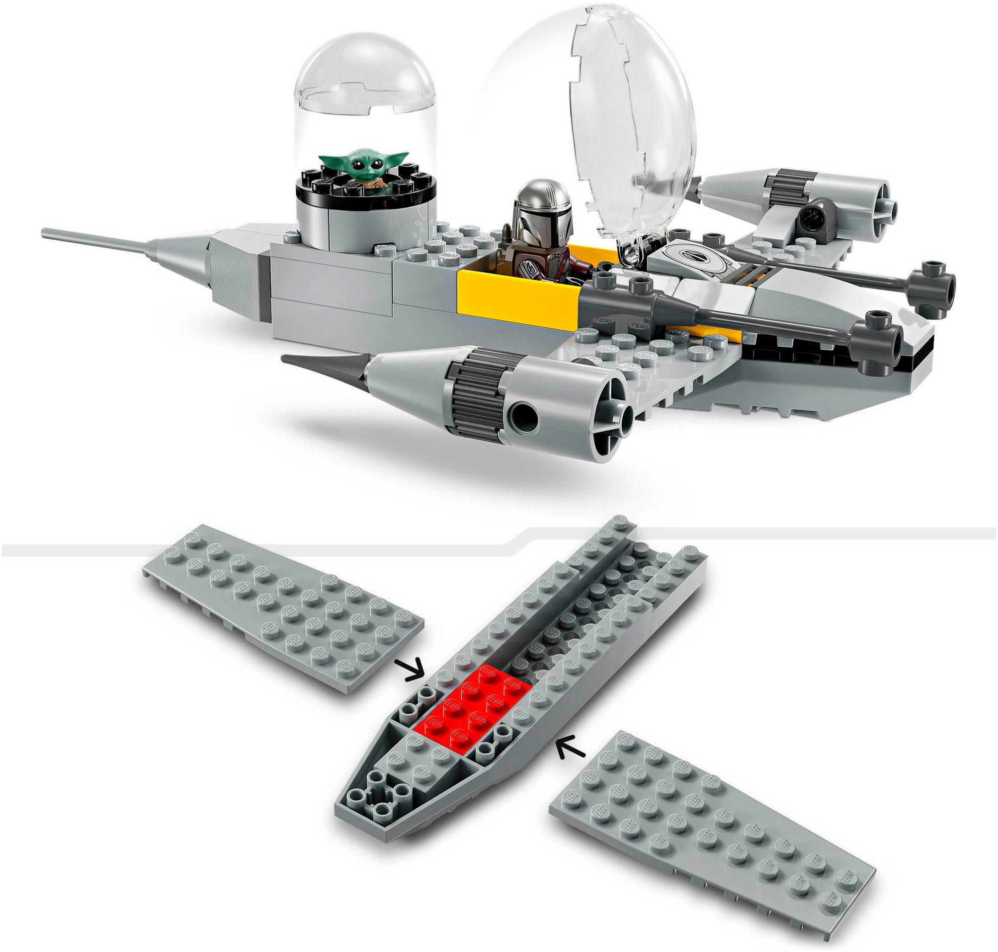 LEGO® Konstruktionsspielsteine »Mandos und Grogus N-1 Starfighter™ (75410), LEGO Star Wars«, (92 St.), Made in Europe