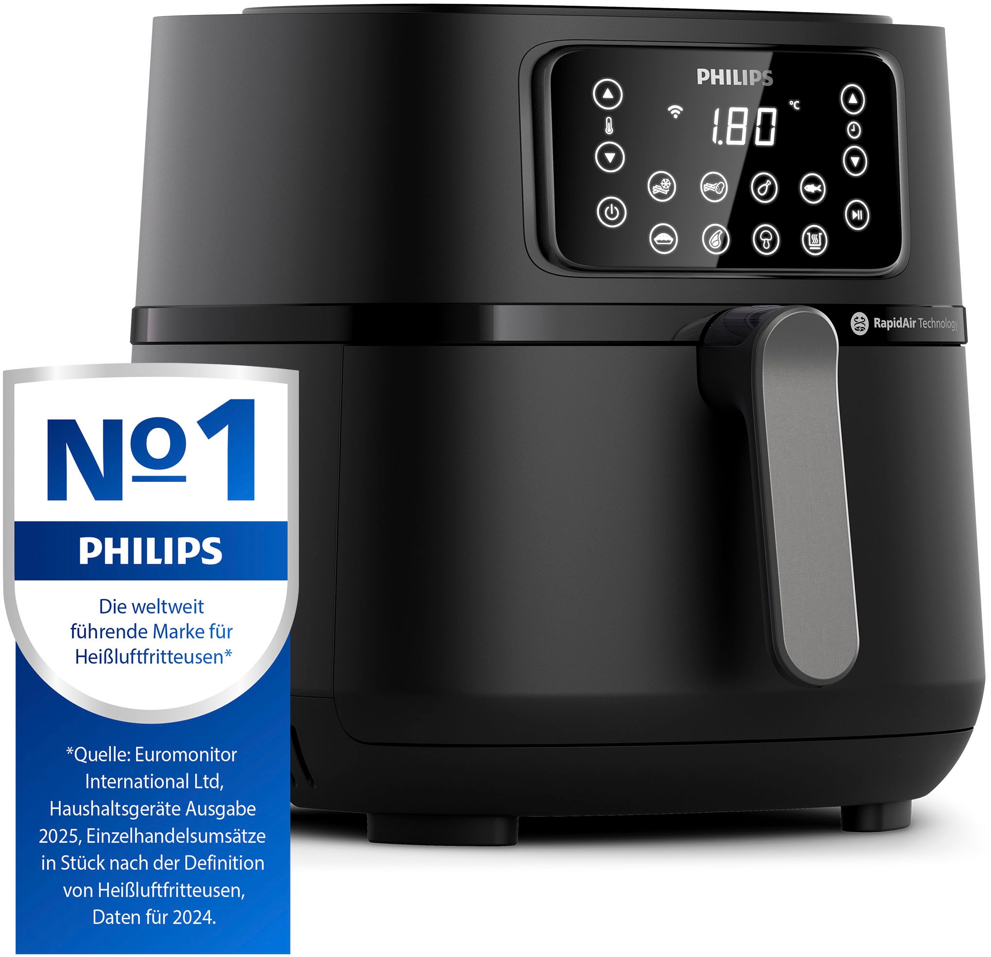 Philips Heißluftfritteuse »Airfryer XXL HD9285/90, 7,2 l«, 2000 W, mit 7 Voreinstellungen, WiFi Konnektivität und Warmhaltefunktion