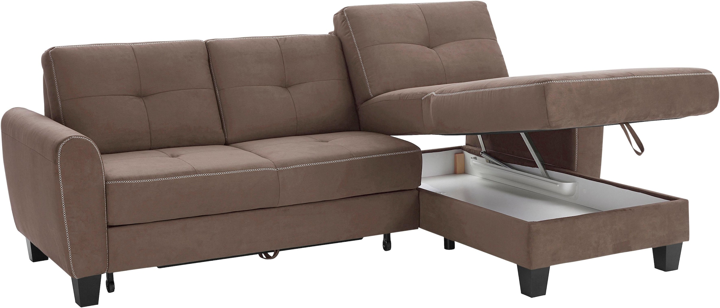 sit&more Ecksofa »Varese L-Form«, mit Federkern, wahlweise mit Bettfunktion und Stauraum