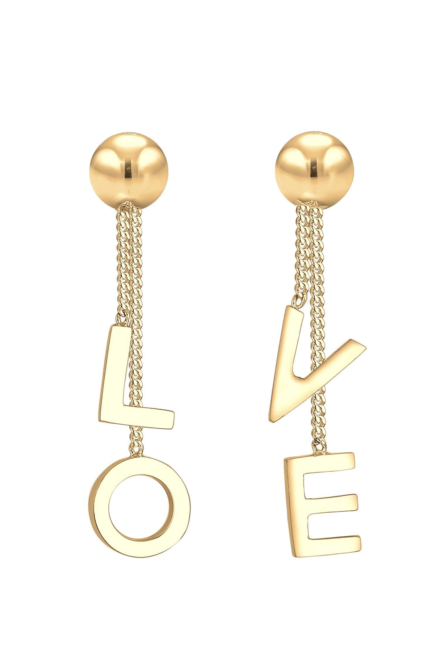 Elli Paar Ohrhänger »Ohrringe Ohrhänger kurz Love Schriftzug 925 Sterling Silber«