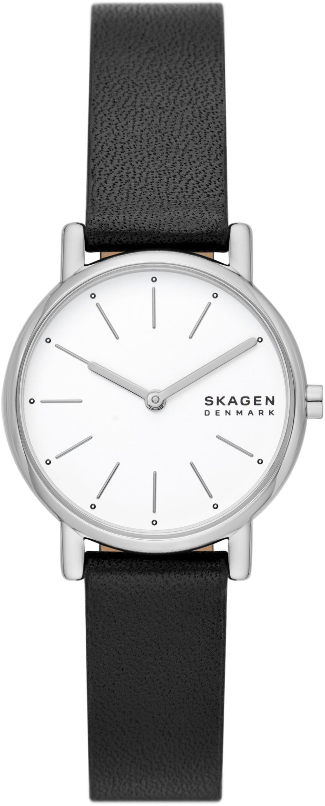Skagen Quarzuhr »SIGNATUR LILLE«, Armbanduhr, Damenuhr, analog, Lederarmband
