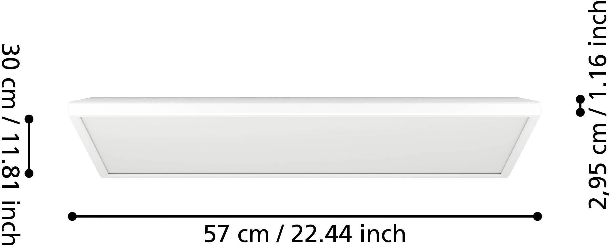 EGLO Deckenleuchte »Rovito-Z Deckenlampe, ZigBee 3.0, Kunststoff, Badezimmerlampe, IP44« LED-Modul 1 Stk. Kaltweiß | RGB Wand-/Deckenleuchte - L57 x B30 x H3 cm - weiß - 17,2W inkl.