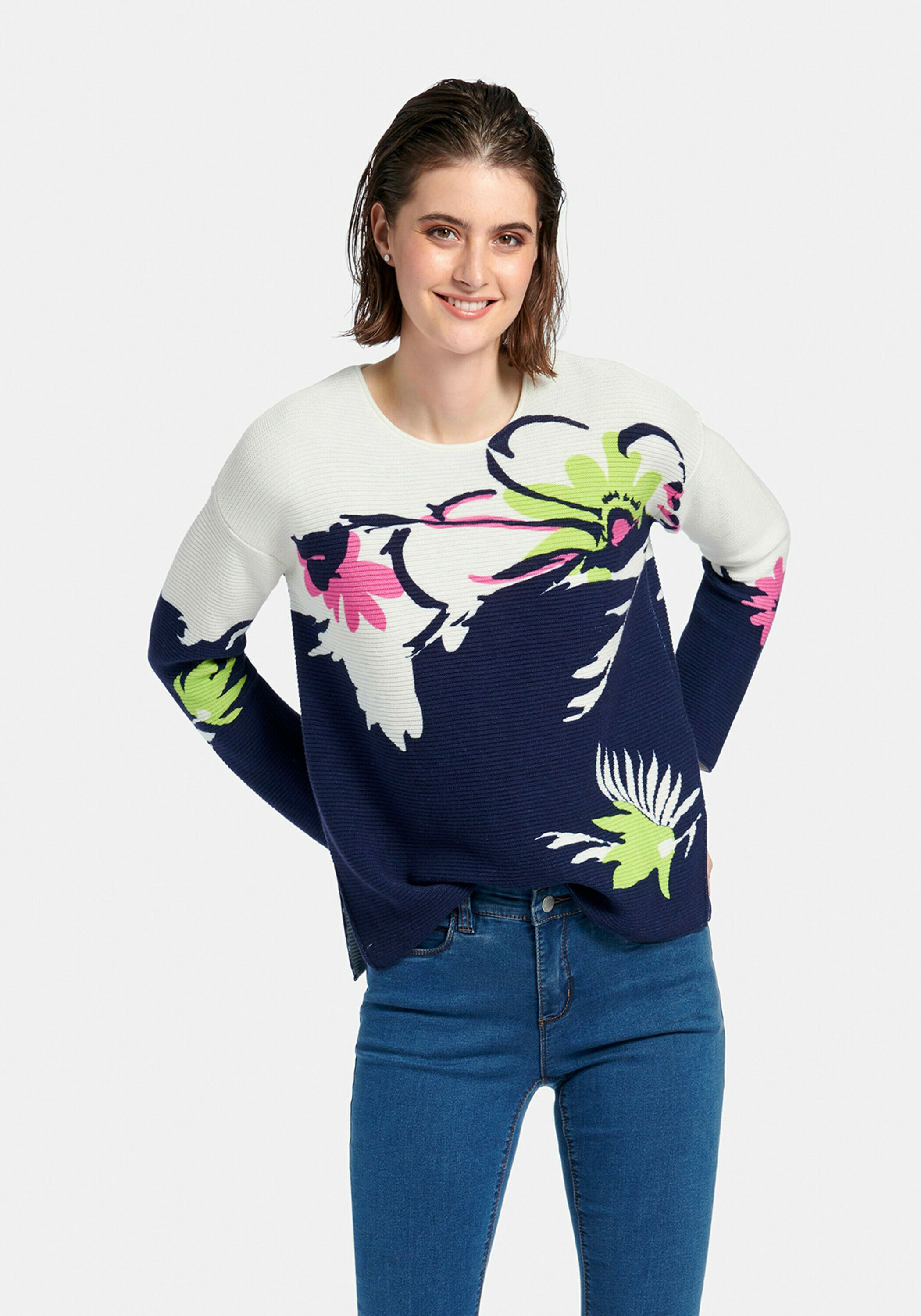 Looxent Strickpullover »Rundhals-Pullover mit überschnittener Schulter«