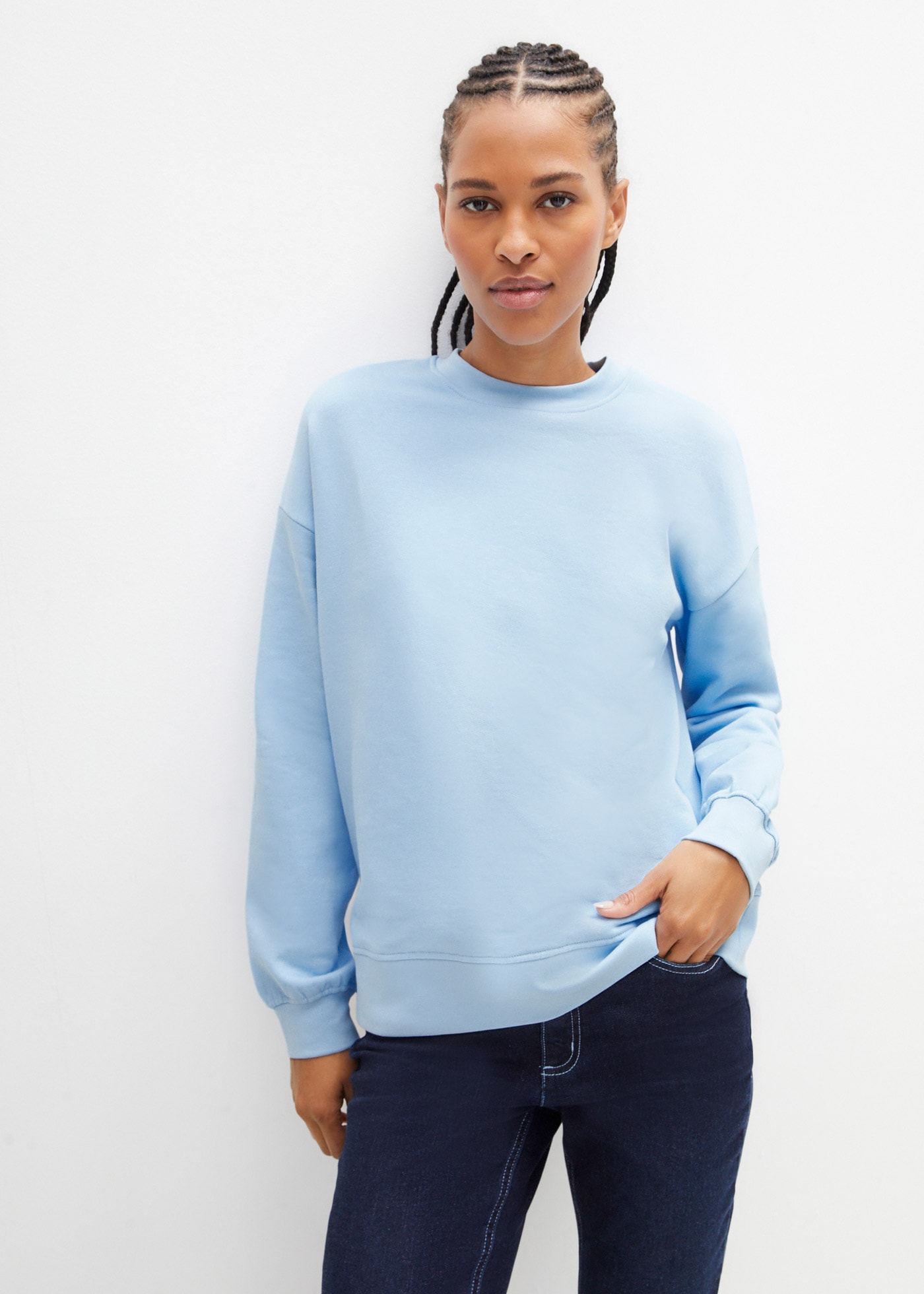 bonprix Sweatshirt , Oversize-Passform, aus reiner Baumwolle, elastische Bündchen
