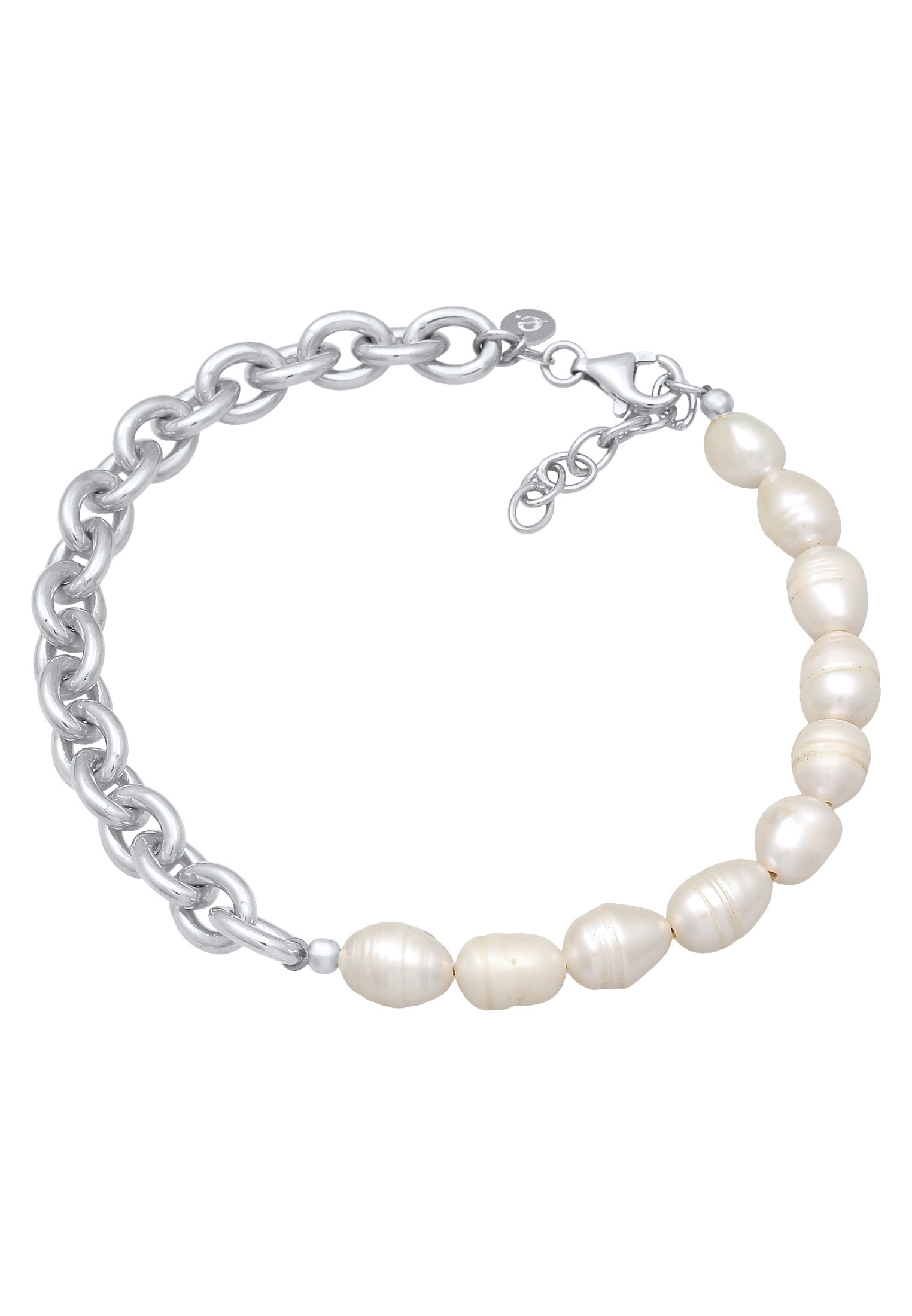 Elli Premium Fußkette »Fußschmuck Glieder Barock Süßwasserzuchtperle 925er Silber«