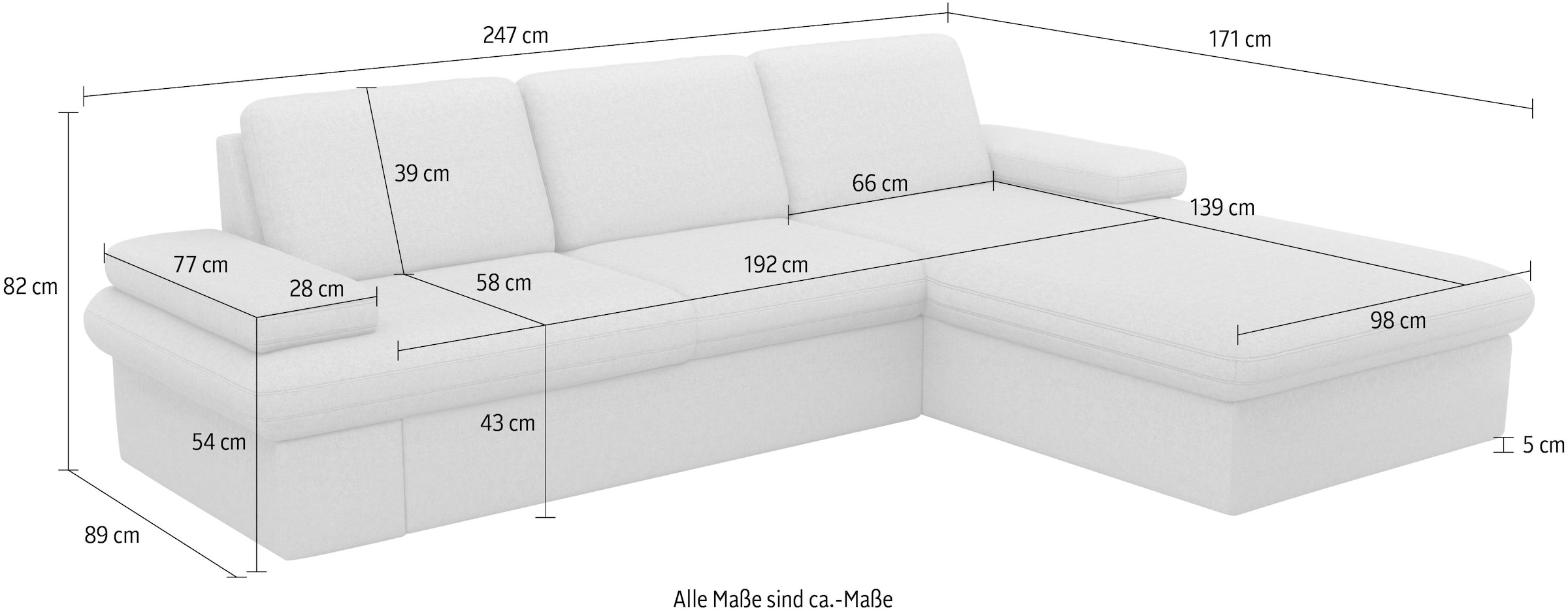 sit&more Ecksofa »Moreno«, mit Armteilverstellung,wahlweise mit Bettfunktion