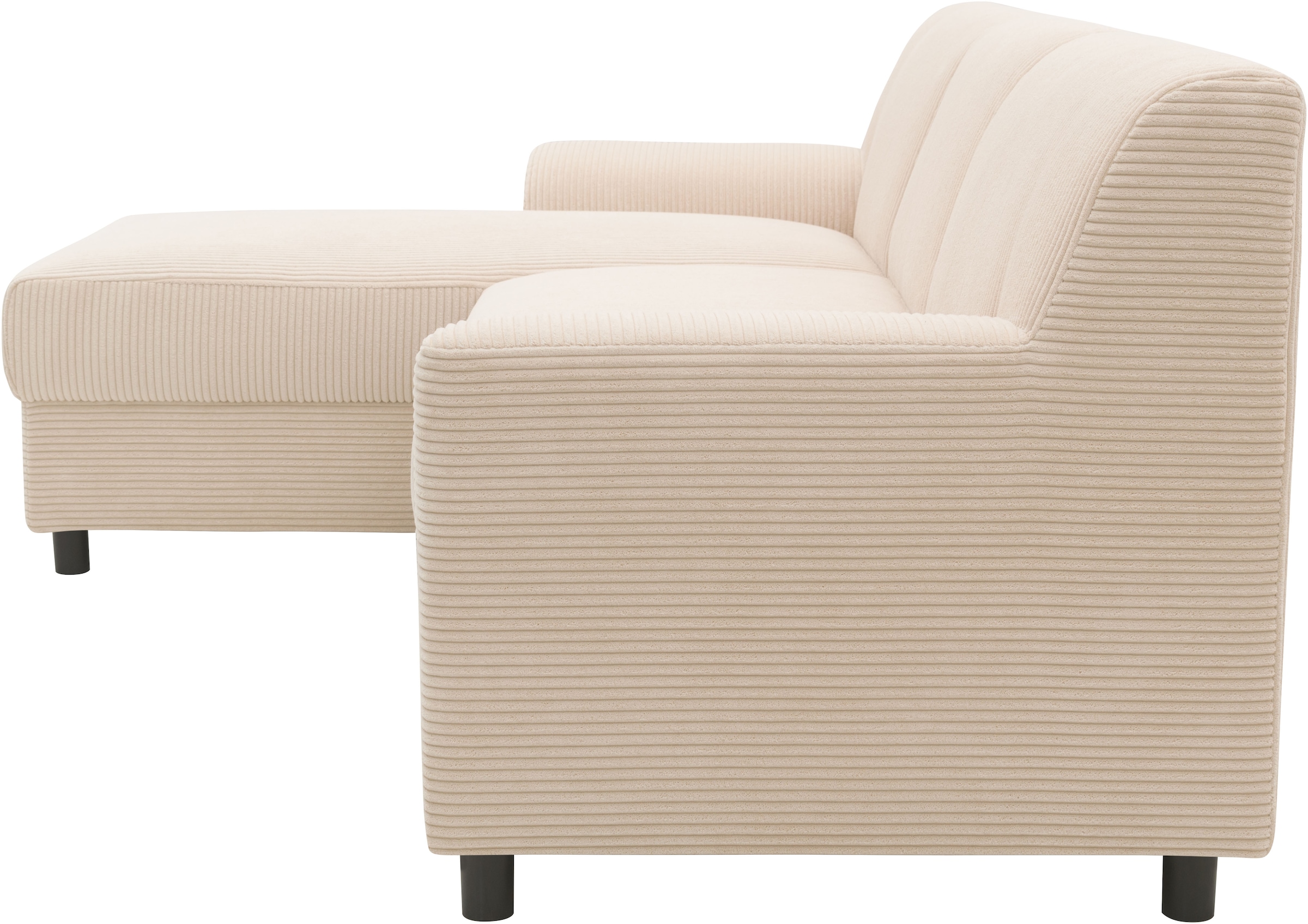 DOMO collection Ecksofa »Turah 2, L-Form, Cord oder Luxus-Microfaser, komfortabler Federkern«, B/T/H: 241/146/79 cm, incl. Zierkissen, wahlweise mit Bettfunktion