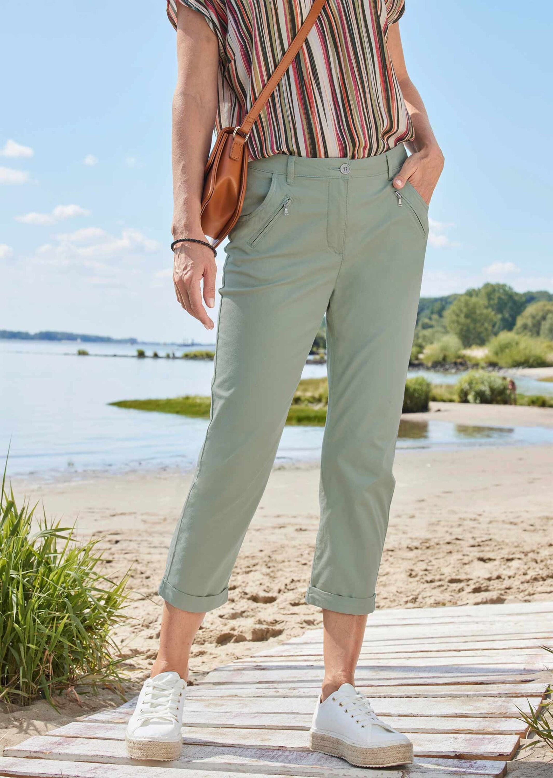 GOLDNER 7/8-Hose »Lässige Chinohose mit weichem Peach-Finish«