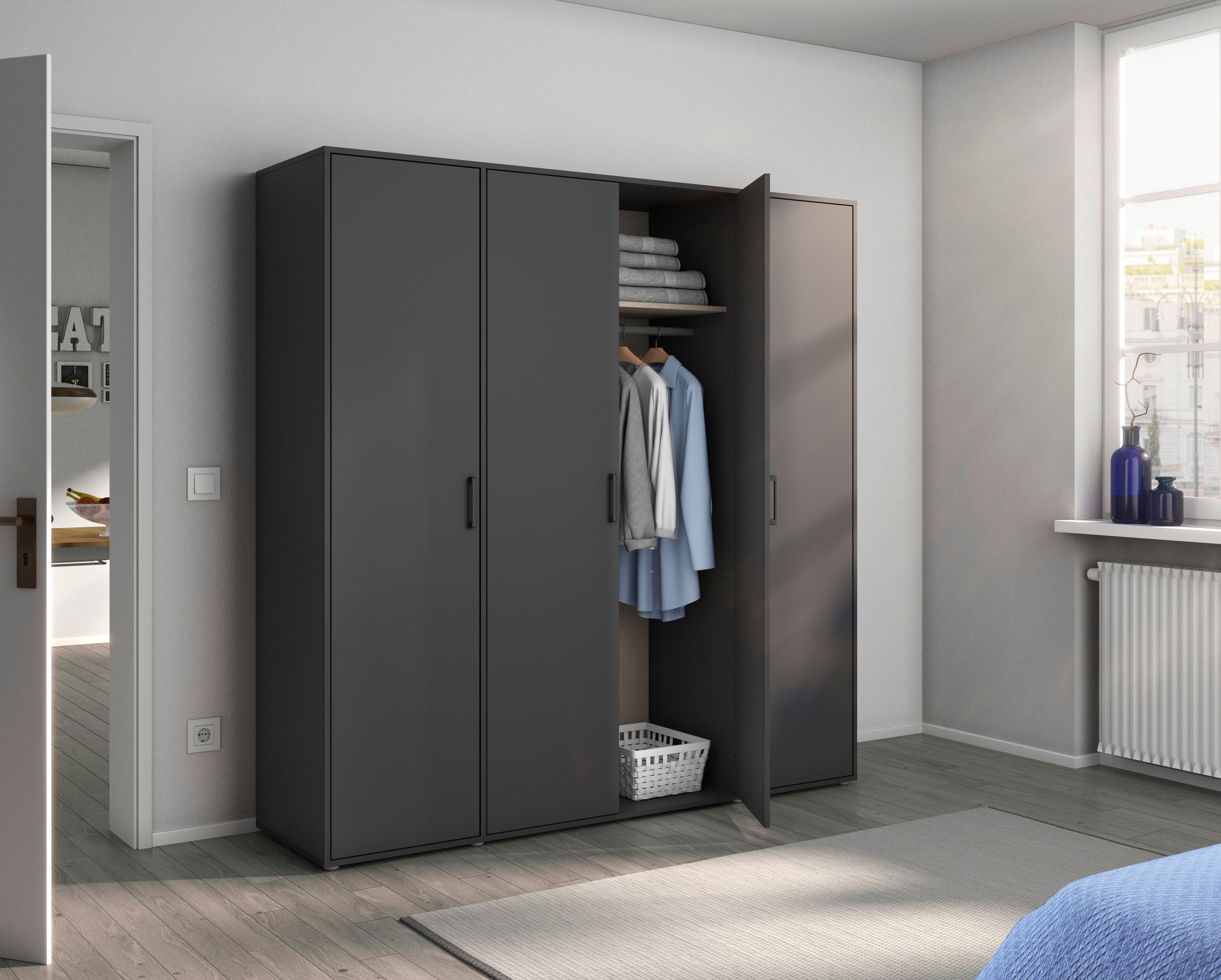 rauch Kleiderschrank »VOYAGER Otto´s Choice Garderobe Wäscheschrank TOPSELLER Schlafzimmer«, (in 3 verschiedenen Ausstattungen BASIC/CLASSIC/PREMIUM), Schrank mit modernen Griffen in viel Stauraum MADE IN GERMANY