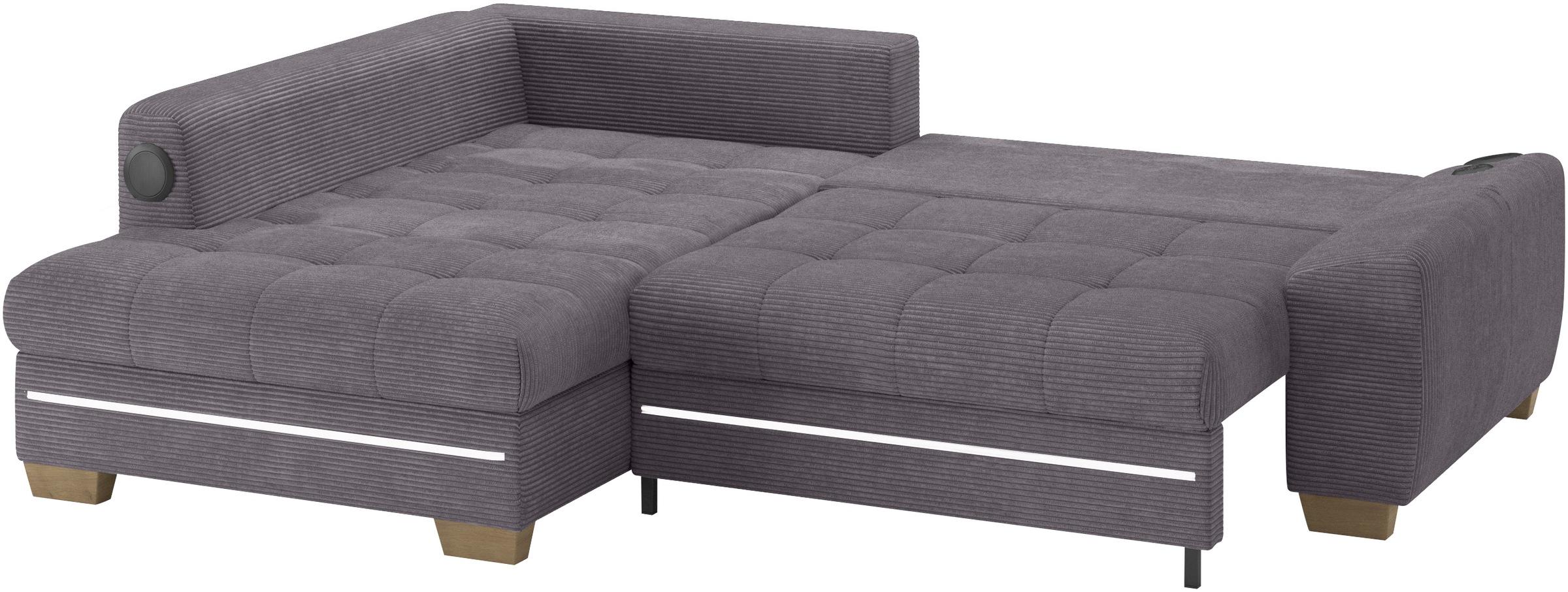 Mr. Couch Ecksofa »Nikita II, L-Form«, RGB-LED, Bluetooth-Soundsystem, wahlweise mit Bett, Bettkasten