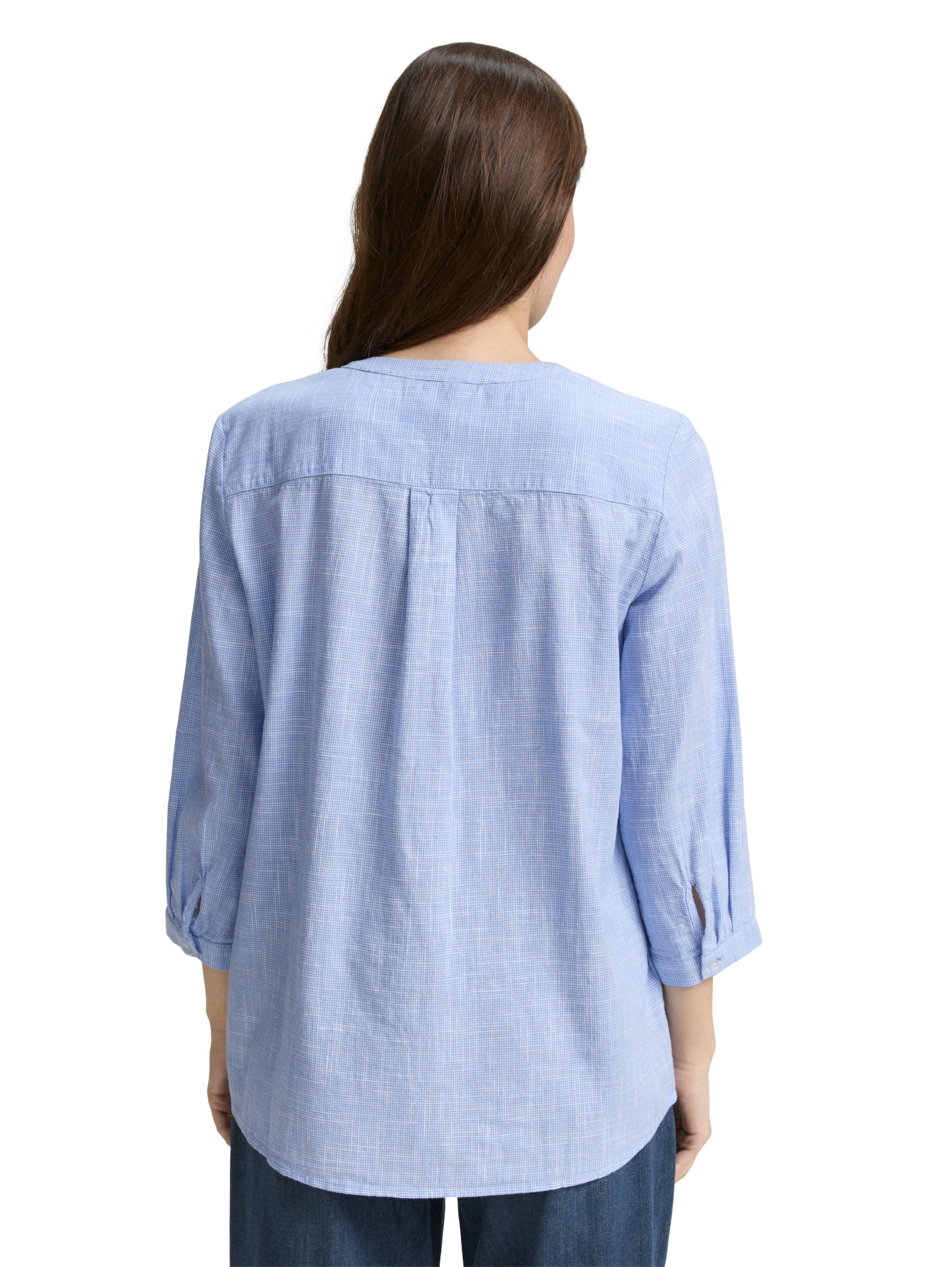 TOM TAILOR Klassische Bluse, mit geschlitztem Rundhalsausschnitt