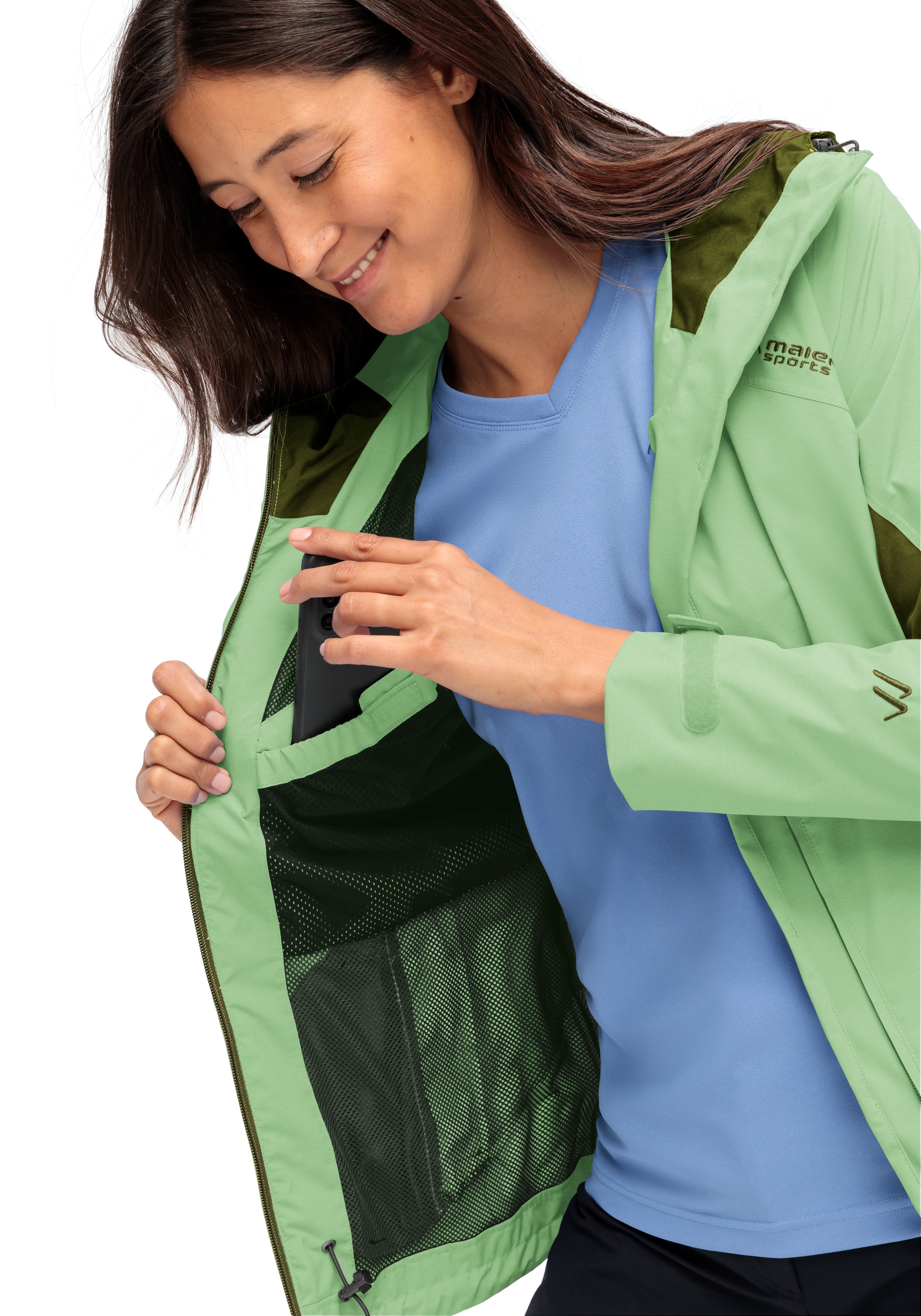 Maier Sports Outdoorjacke »Partu rec W« Damen Funktionsjacke, wasserdichte Regenjacke mit Kapuze, Wanderjacke