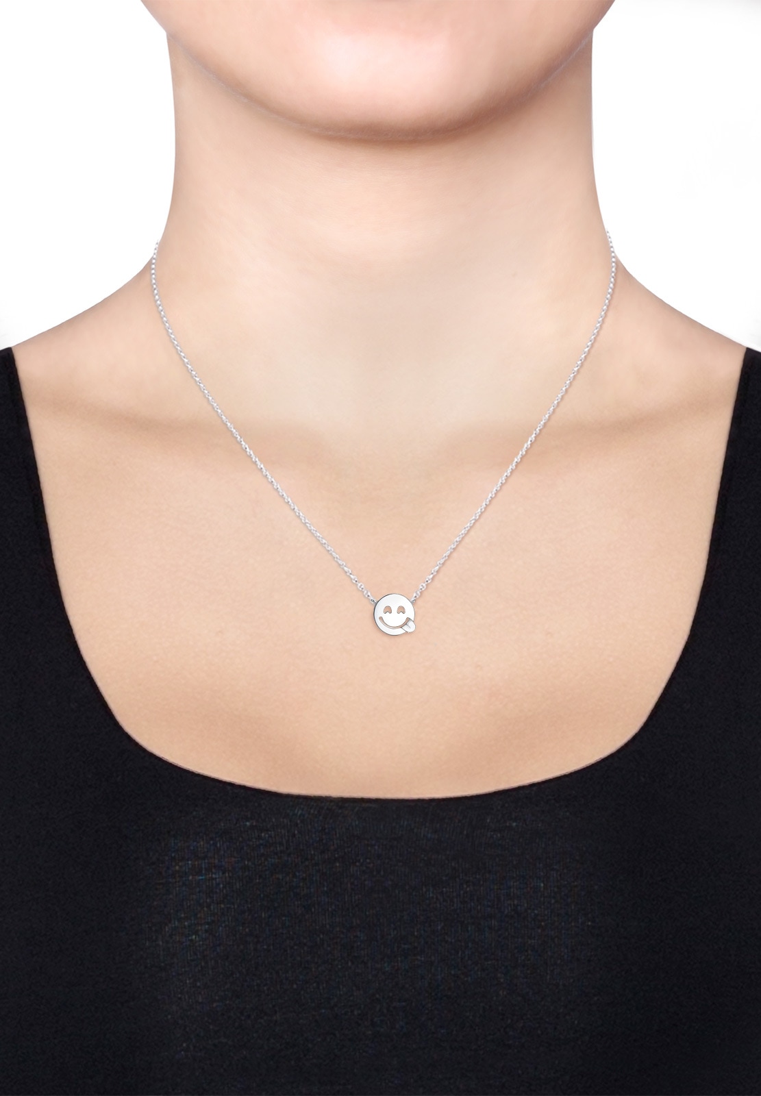 Elli Kette mit Anhänger »Halskette Smiling Face 925 Sterling Silber«