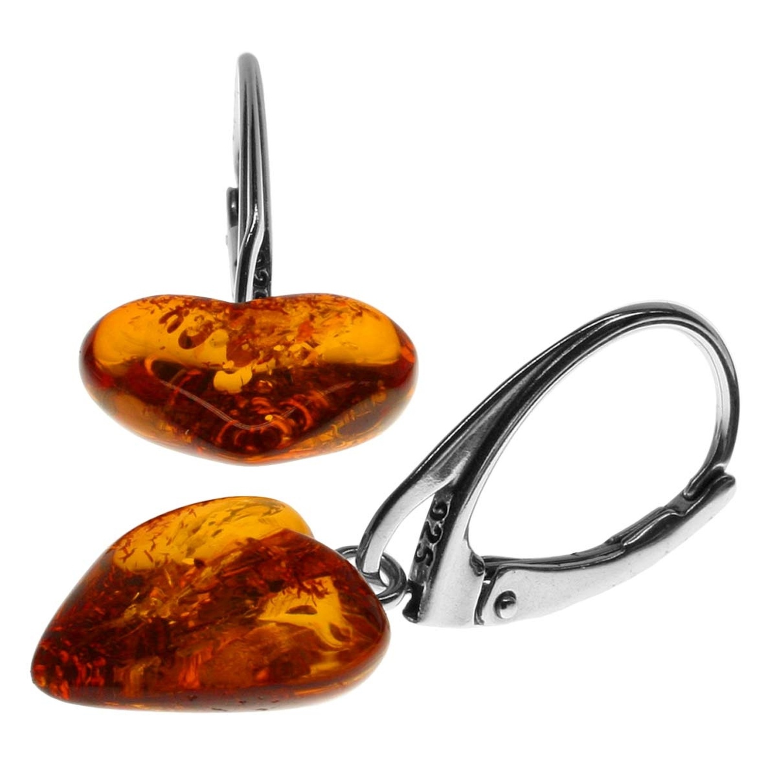 OSTSEE-SCHMUCK Paar Ohrhänger »- Herz - Silber 925/000 - Bernstein«