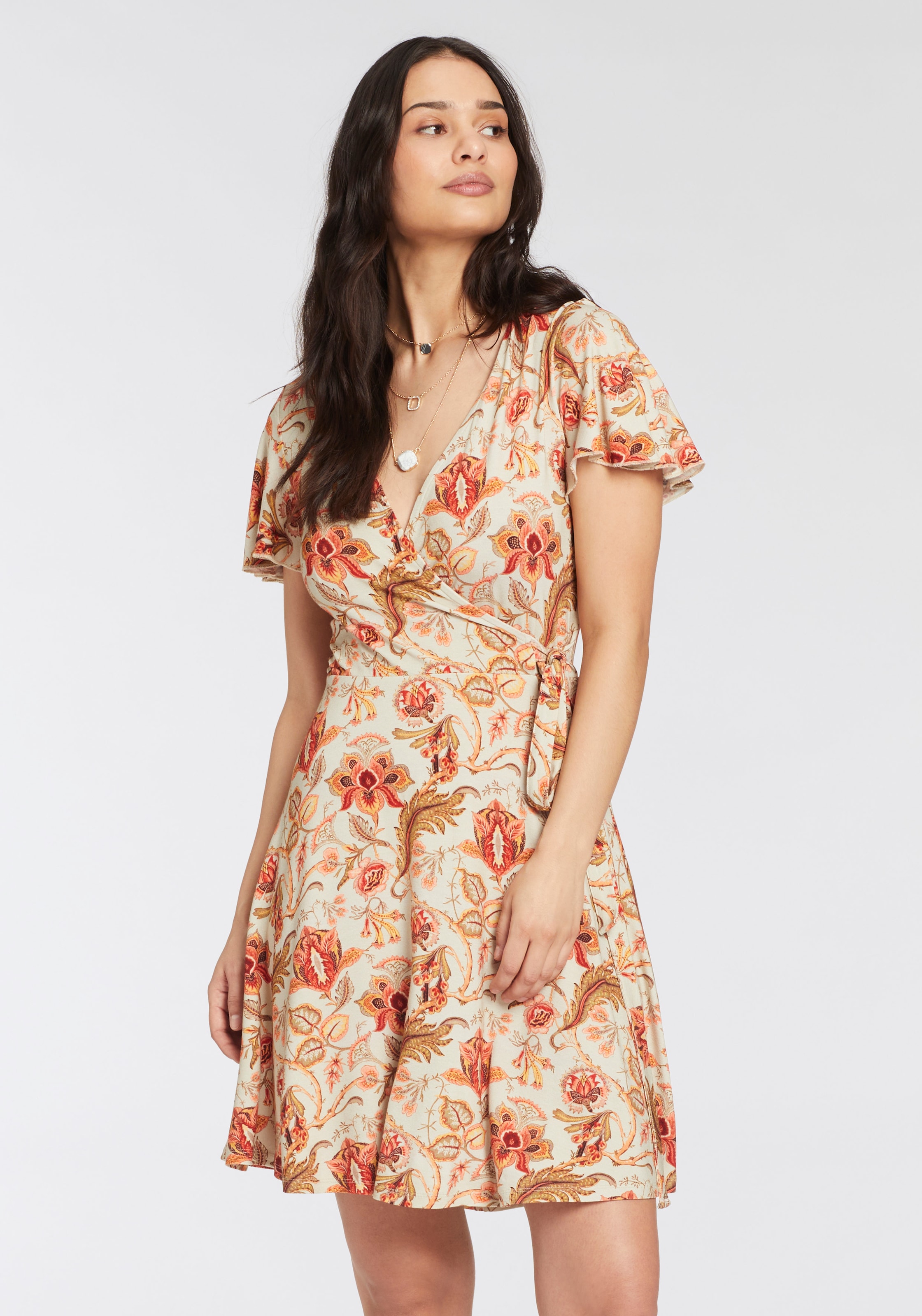Laura Scott Jerseykleid, mit femininen Schmetterlingsärmeln