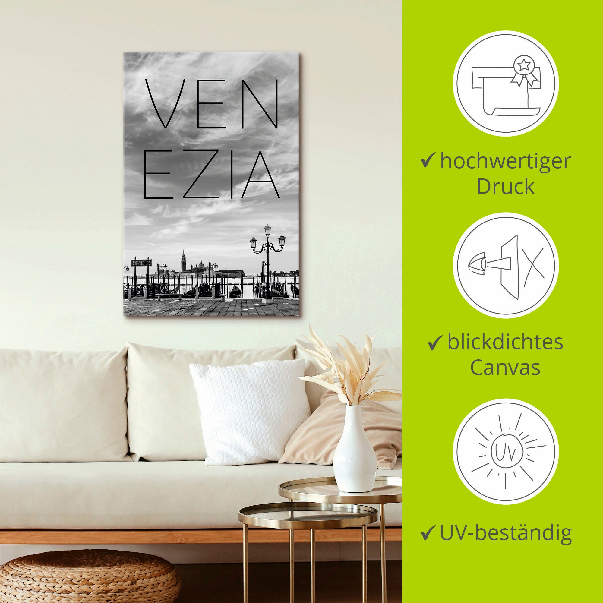 Artland Wandbild »Gondeln am frühen Morgen in Venedig«, Venedig, (1 St.), als Leinwandbild in verschied. Größen