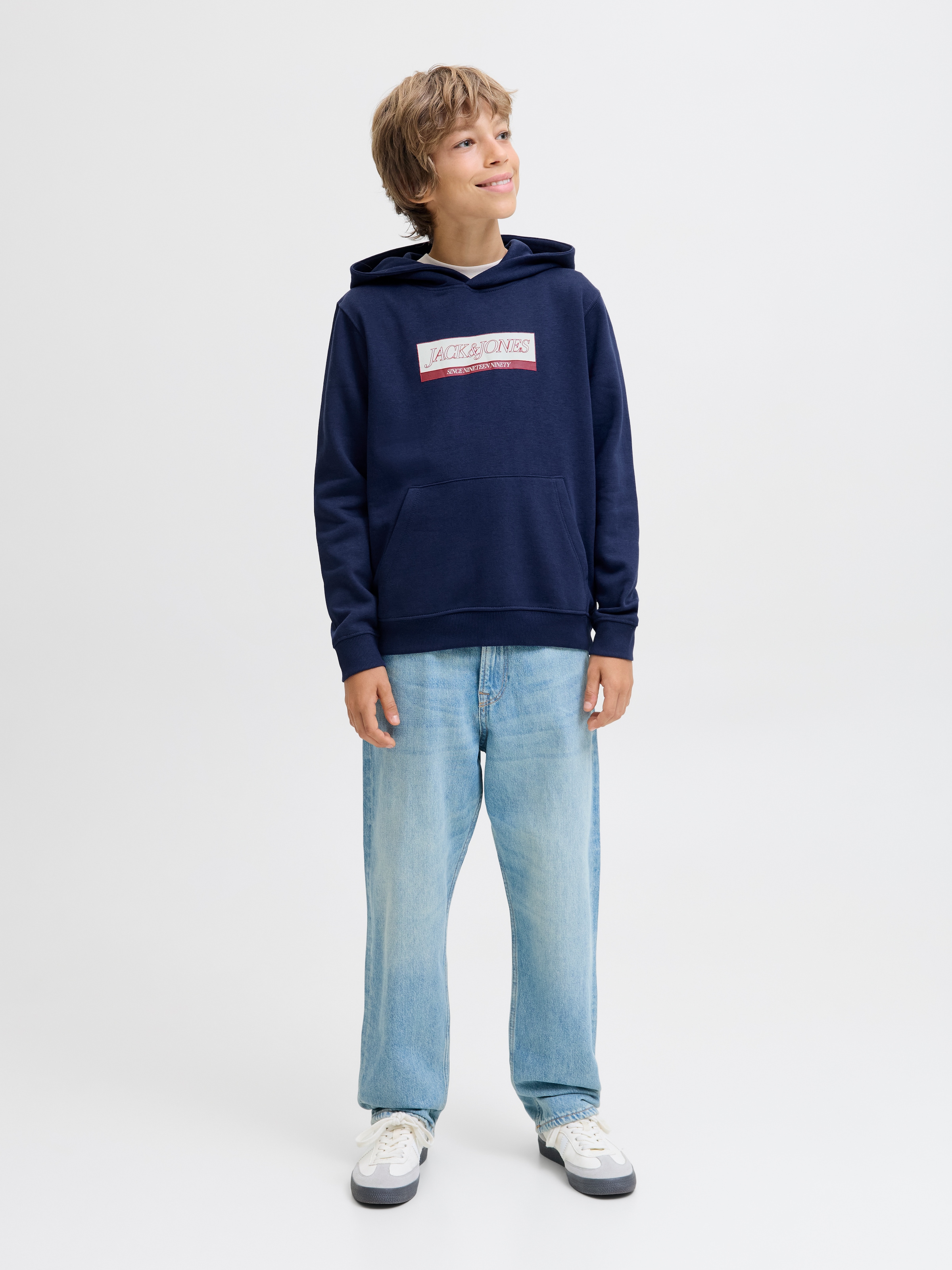 Jack & Jones Junior Kapuzensweatshirt »JORINWOOD BLOCK BRANDING SWEAT NOOS JNR«

