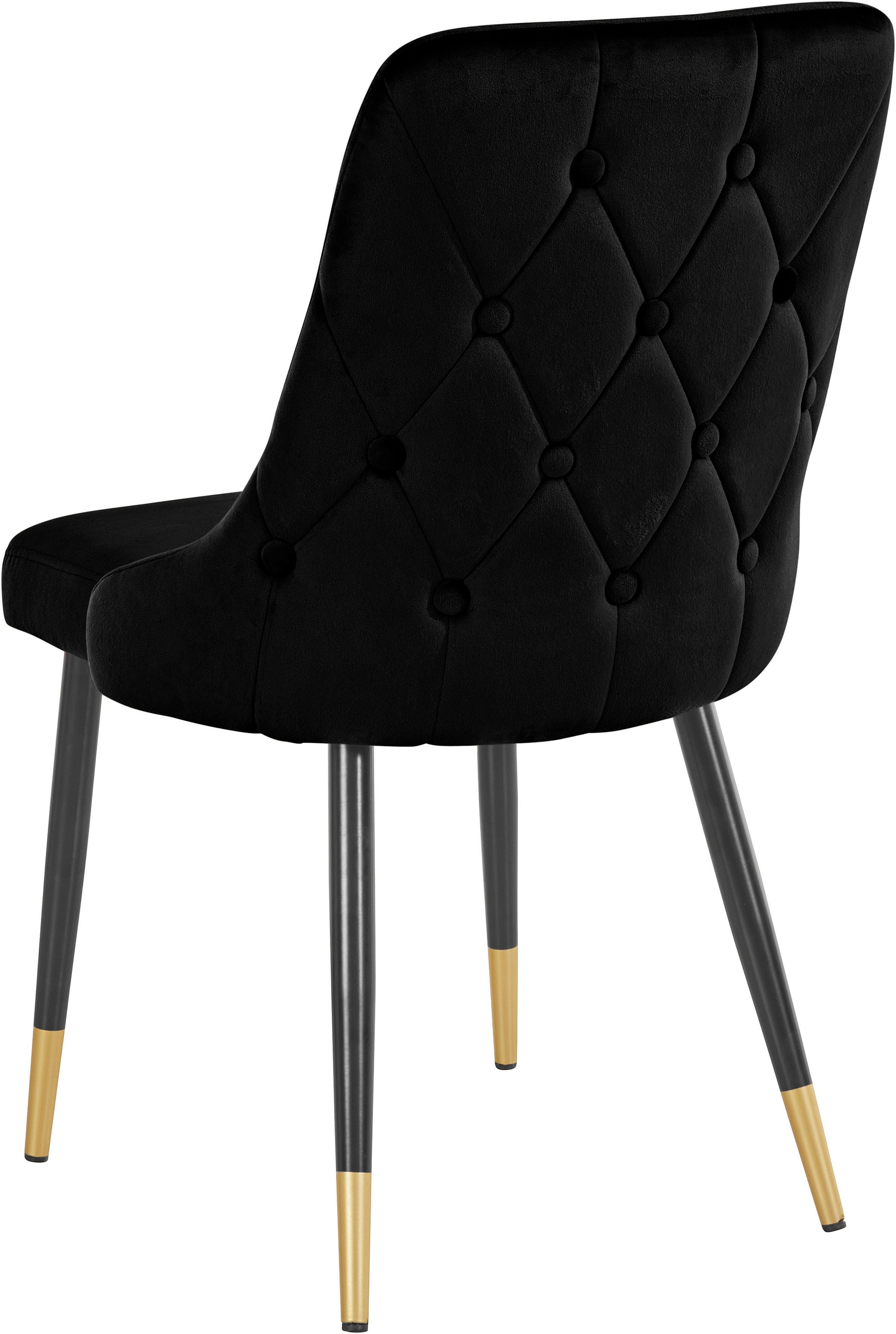 Leonique Esszimmerstuhl »Lonessa« (2 Stück). Mit Steppung und Knöpfen an der Rückenseite, mit einem schwarz/goldfarbenen Metallgestell, in verschiedenen Farbvarianten erhältlich, Sitzhöhe 49 cm