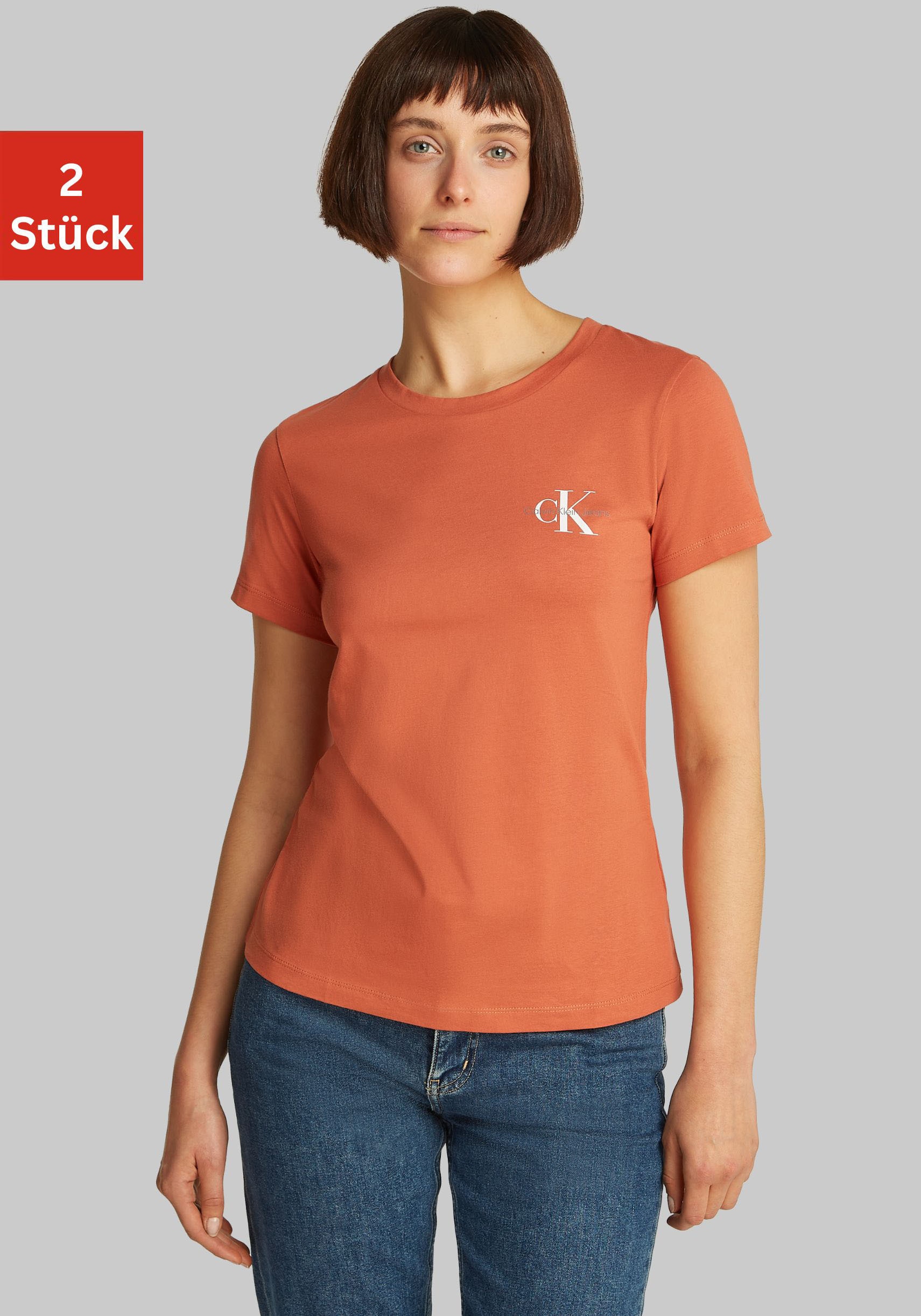 Calvin Klein Jeans Rundhalsshirt »2-PACK MONOLOGO SLIM TEE« Packung, 2er-Pack, 2 mit Calvin Klein Jeans Logoprint auf der Brust