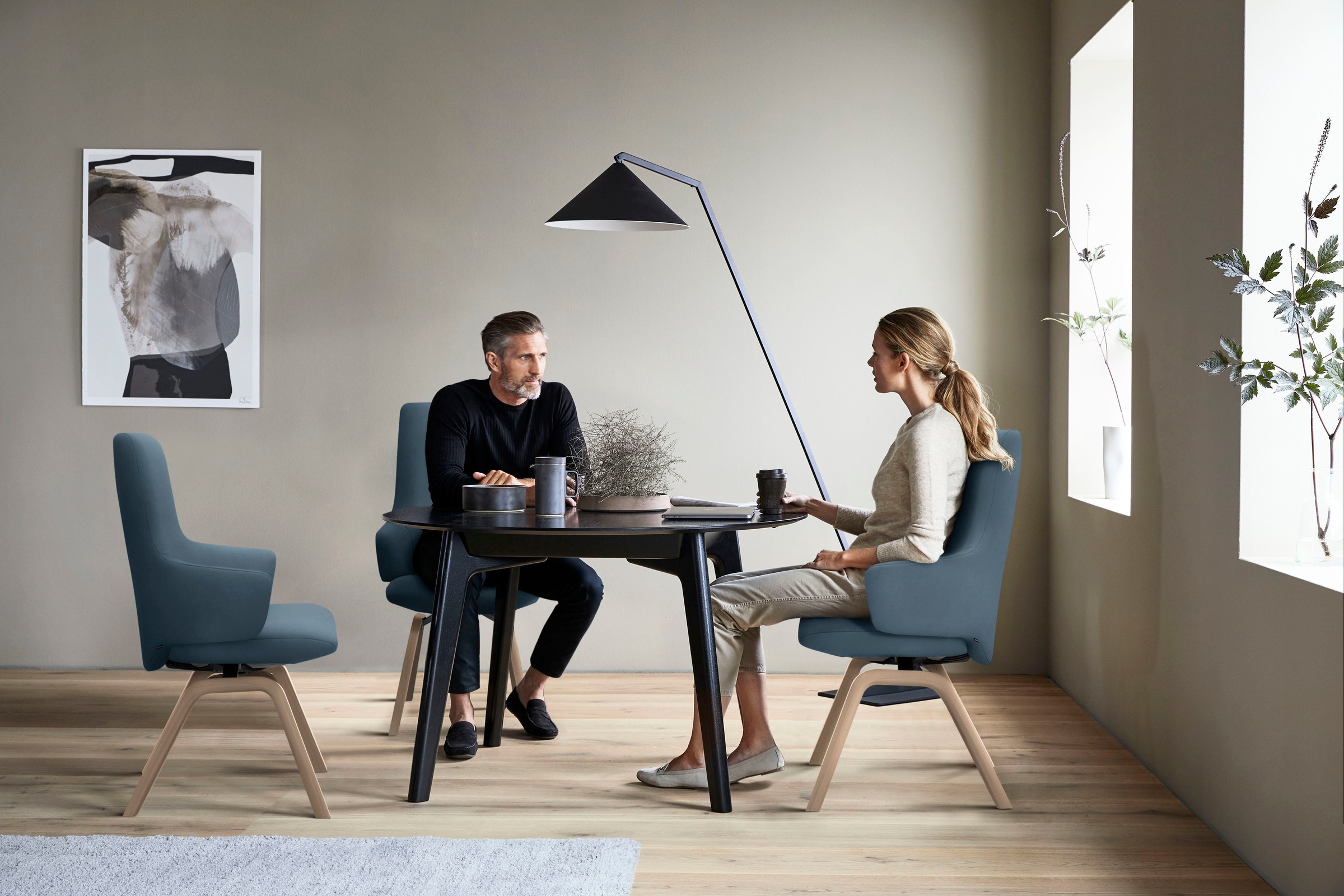 Stressless® Polsterstuhl »Laurel« () High Back mit Armlehne, Größe L, mit schräggestellten Beinen in Eiche