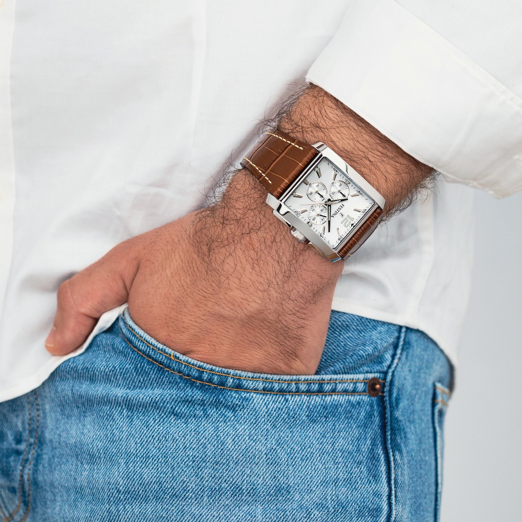 Festina Chronograph, Armbanduhr, Quarzuhr, Herrenuhr, Stoppfunktion, Lederarmband