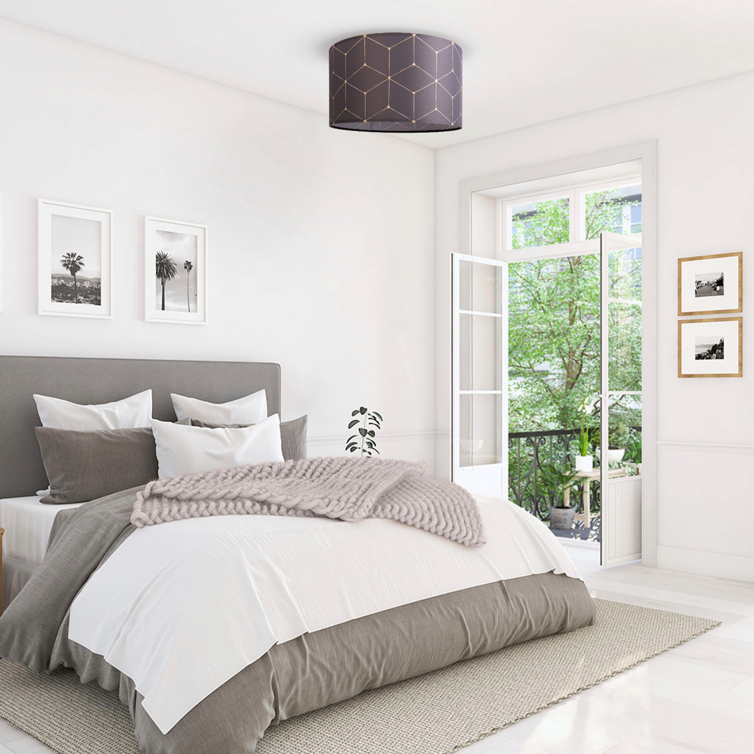 Paco Home Deckenleuchte »Hugo Cube«, Leuchtmittel E27 | ohne Leuchtmittel, Stoffschirm Lampenschirm Modern Deckenleuchte Stoff Wohnzimmer