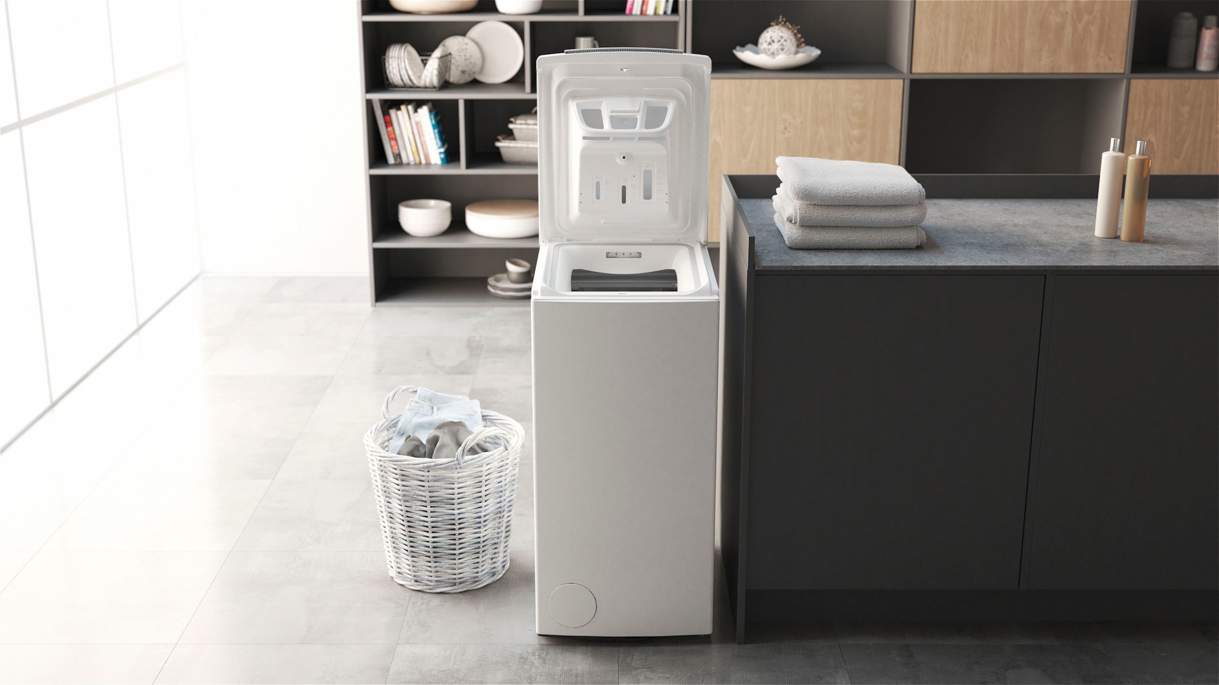 BAUKNECHT Waschmaschine Toplader »WMT ZEN 612 B SD«, 6 kg, Kurz 30 min., Vollwasserschutz, SoftOpening, Startzeitvorwahl