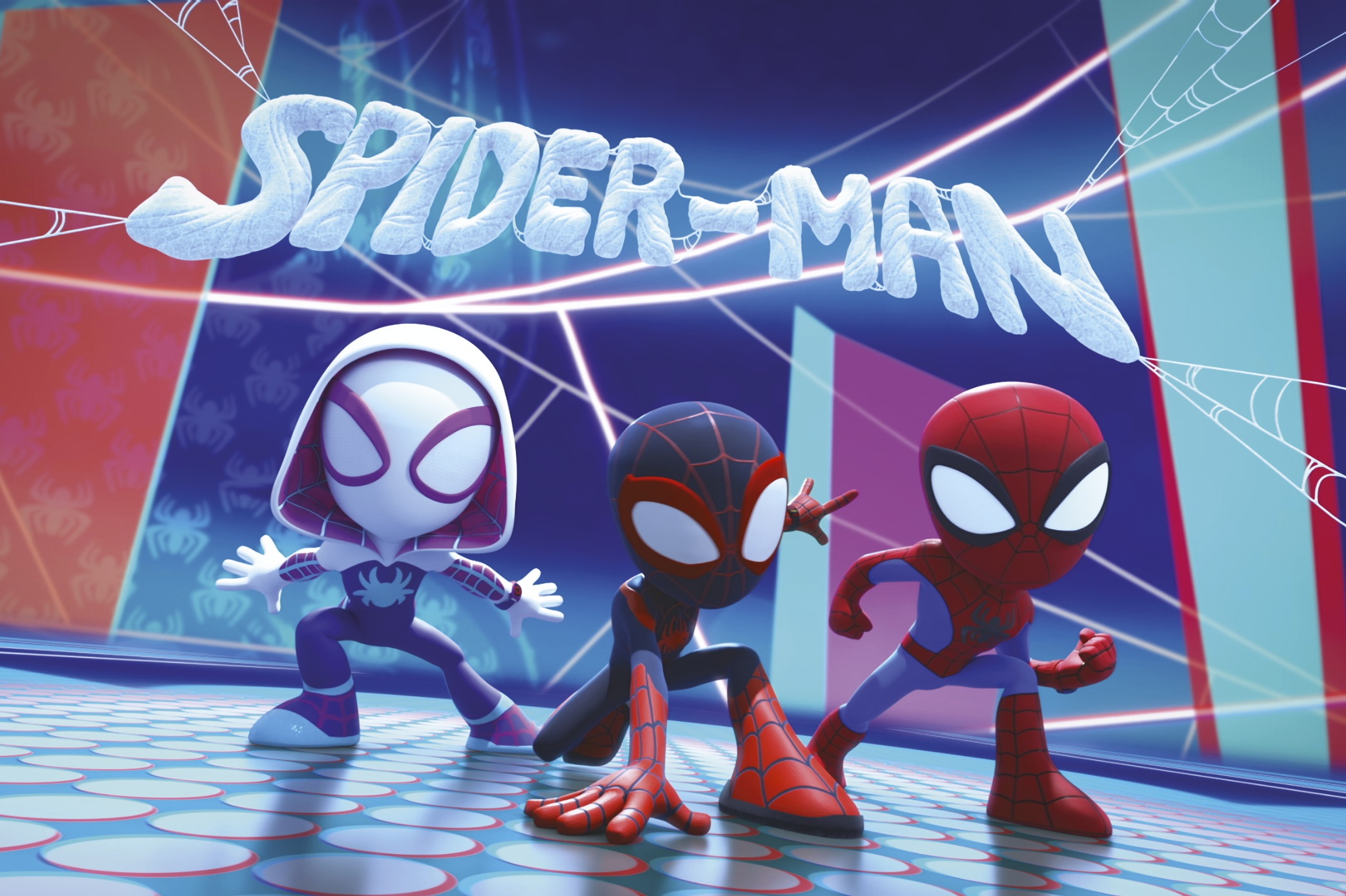 Komar Leinwandbild »Spidey and His Amazing Friends Glowy Spideys - Größe 60 x 40 cm«, Comic, (1 St., Leinwandbild), Keilrahmenbild mit Echtholzrahmen, Kinderzimmer