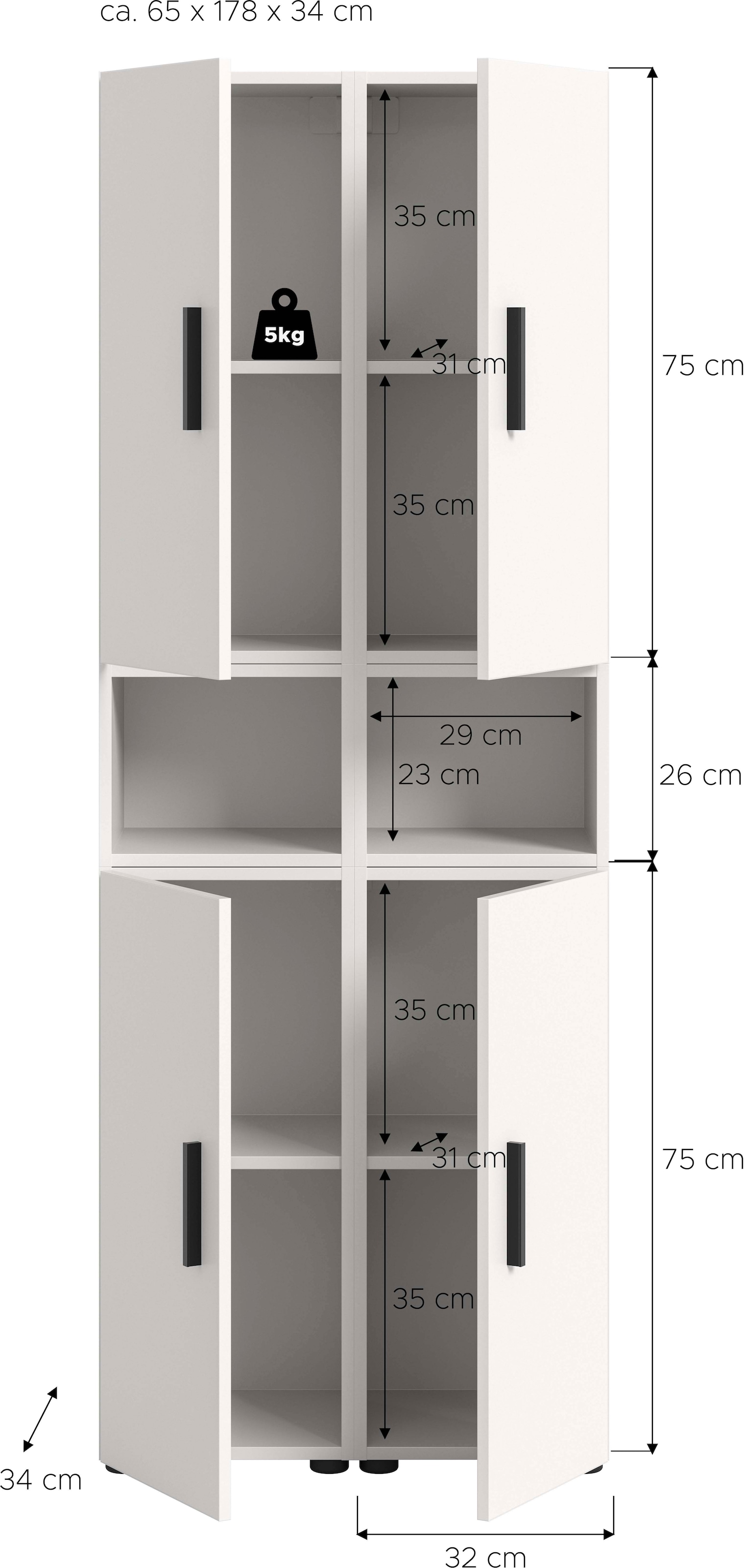 Home affaire Schrank-Set »ENESTE, 6-teilig, in verschiedenen Farben, individuell kombinierbar« verschiedenste Kombinationmöglichkeiten, stehend oder hängend, 2 Stk. tlg.