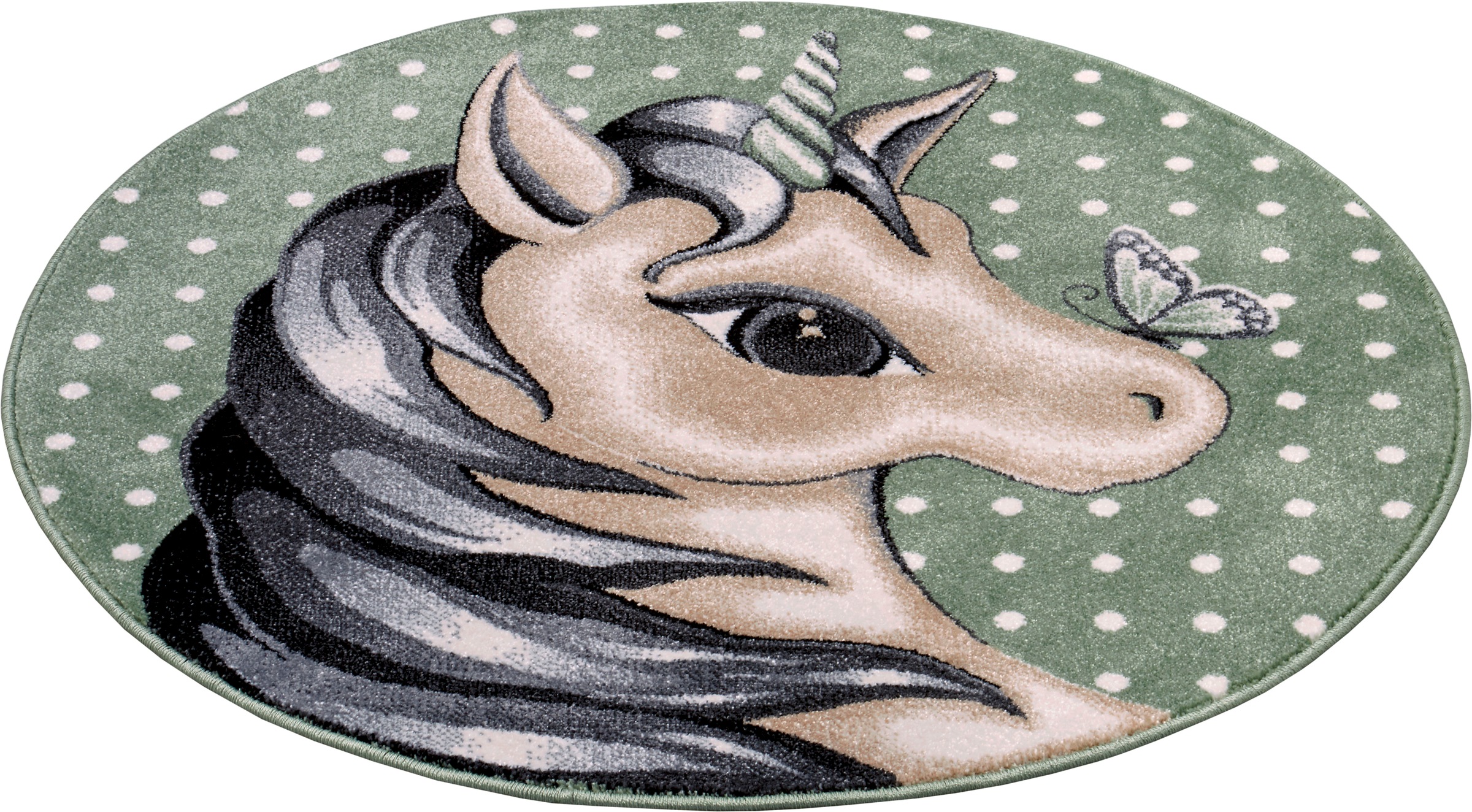 HANSE Home Teppich »Cute Unicorm«, rund, 9 mm Höhe, Farbenfrohes Design, Spielunterlage, Tiere