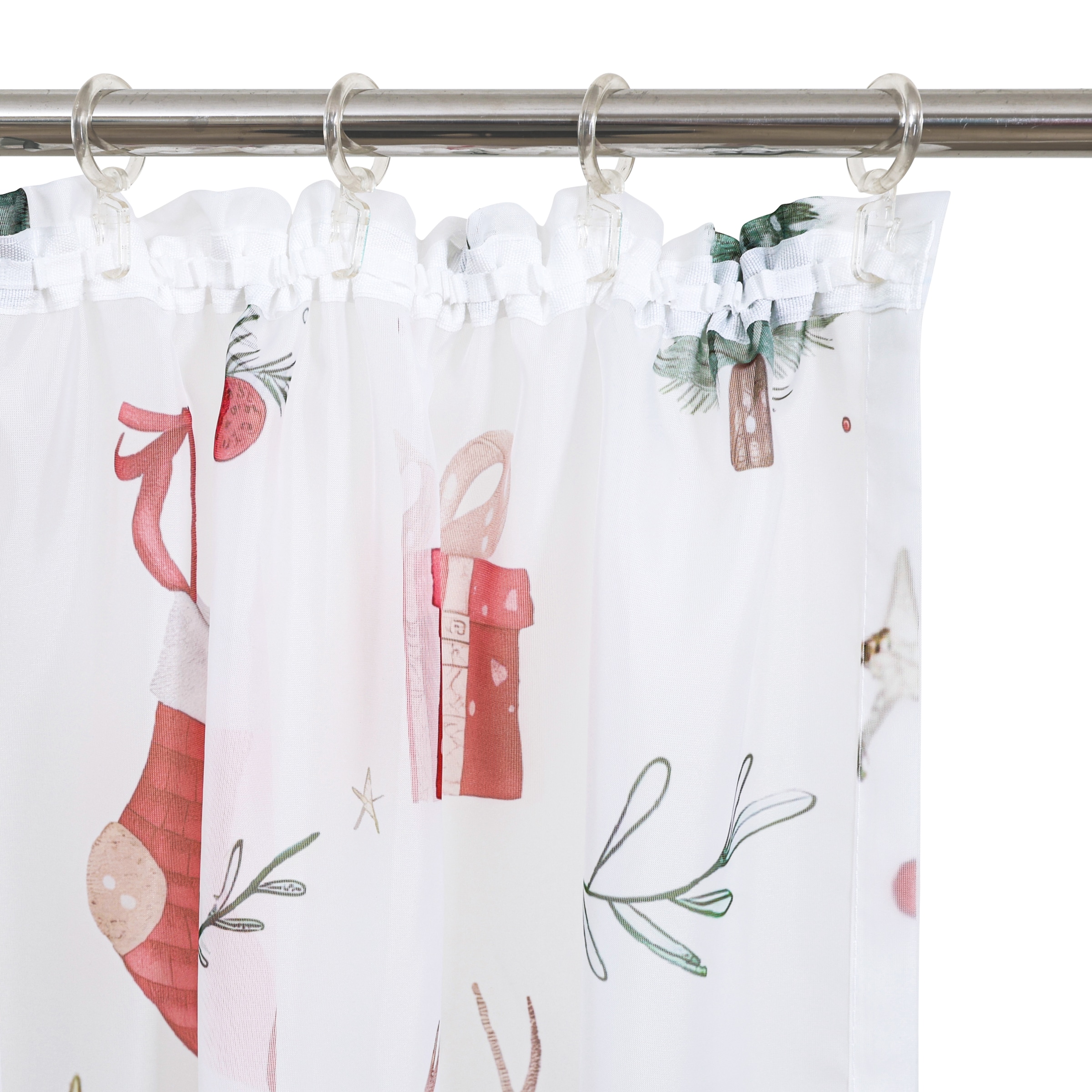 my home Gardine »Olwyn«, (1 St.), weihnachtlich, bedruckt, halbtransparent, weiche Haptik