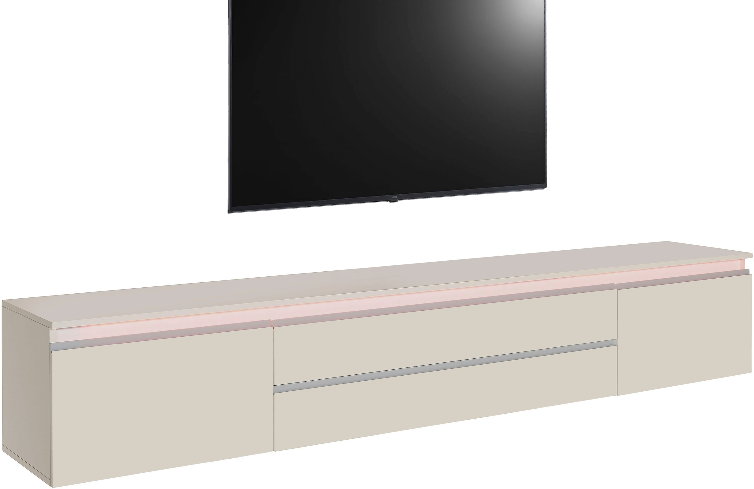 Home affaire Lowboard »Magic,Lowboard,TV-Kommode,TV-Möbel,TV-Bank« Alugriff, 2 Türen, 2 Schubkästen, B/T/H 240×40×40 cm, kaschmir matt