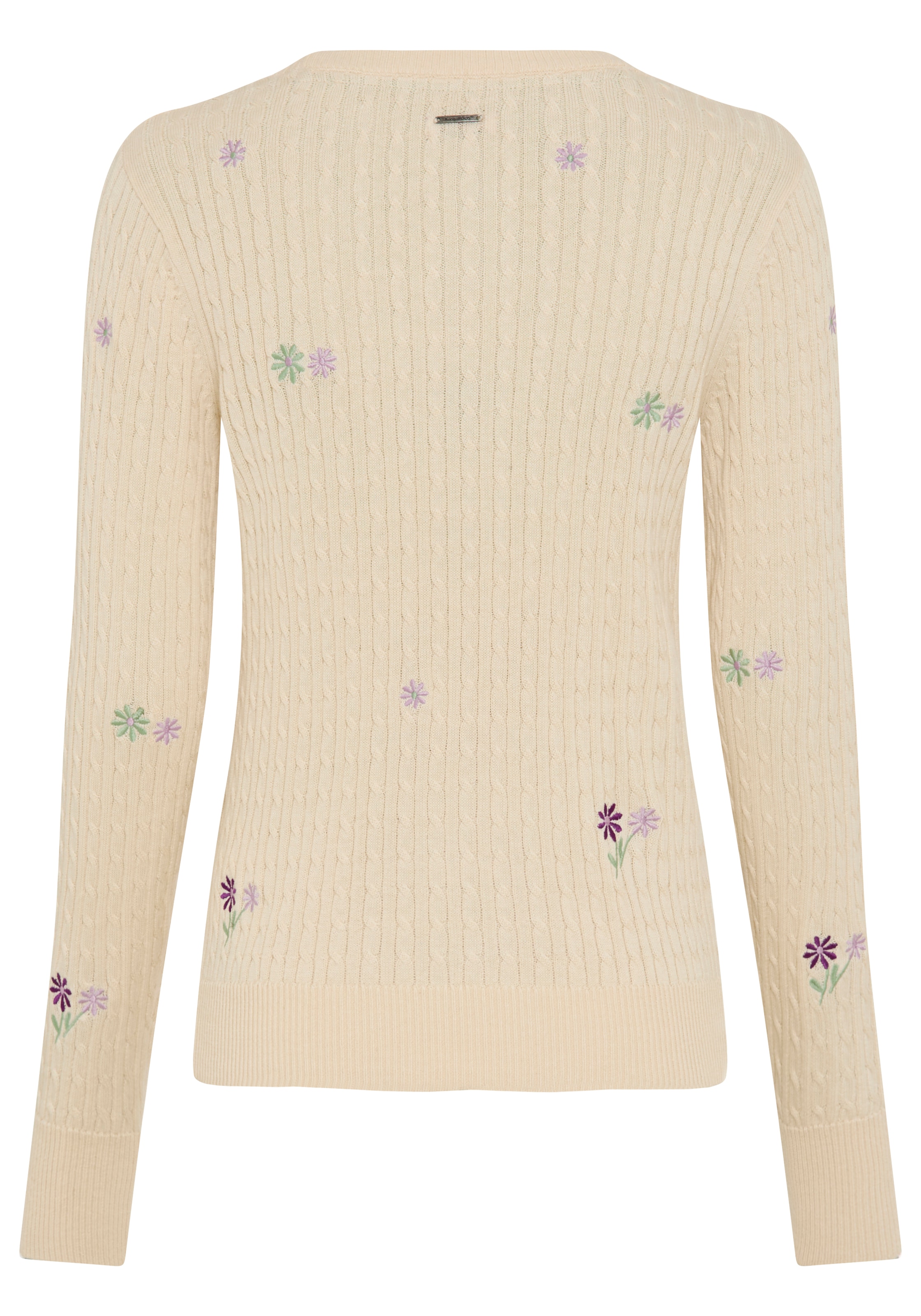 KangaROOS Strickpullover Blumenstickerei, schmale Basic-Passform, aus Baumwolle