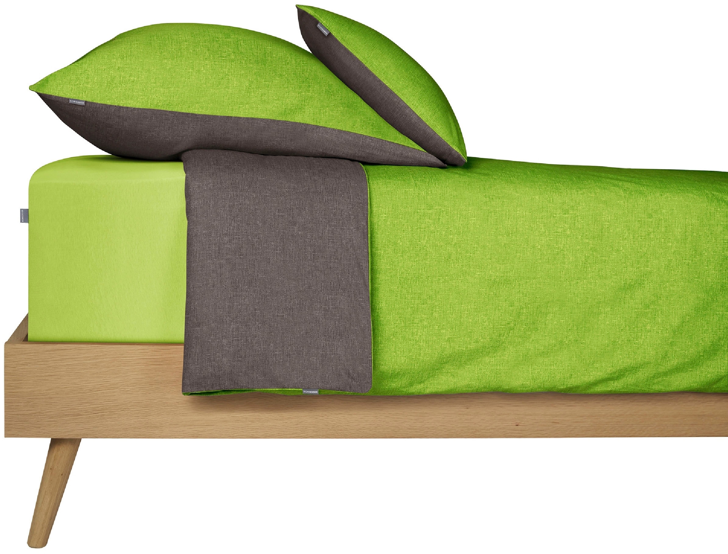 Schiesser Wendebettwäsche »Doubleface aus weicher Baumwolle mit edlem Melangeeffekt« 2 Stk. ab Größe 135x200 cm erhältlich, Made in Green