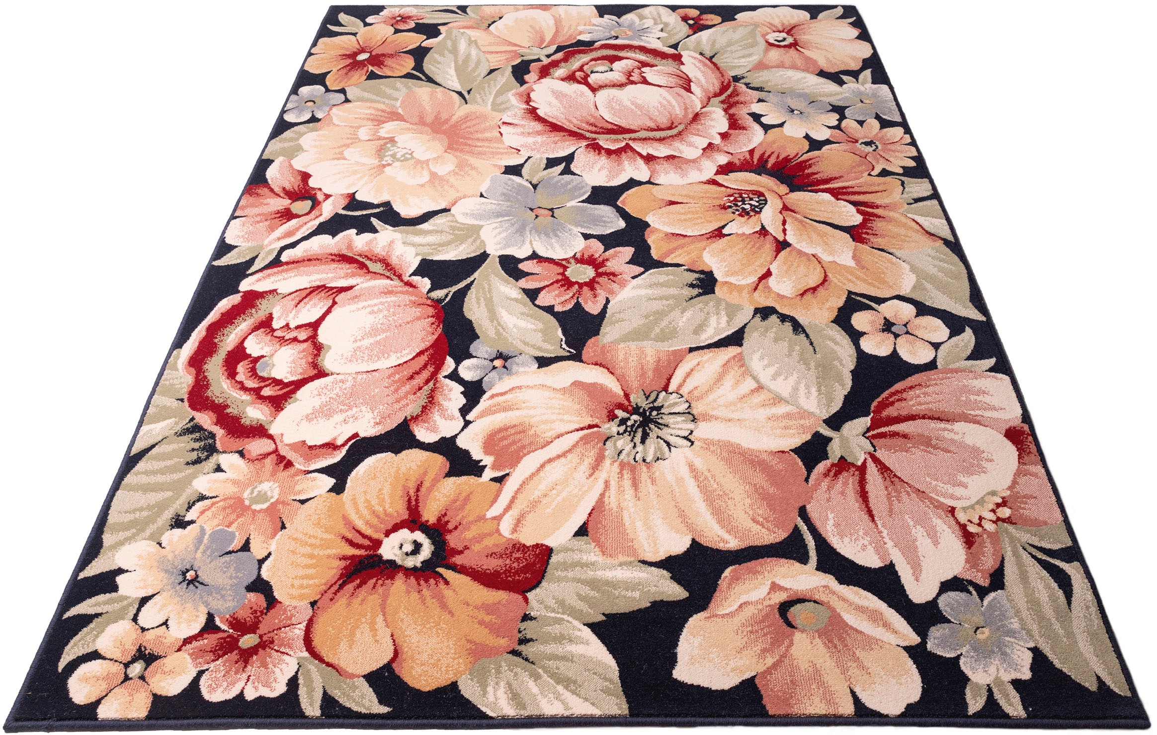 THEKO Wollteppich »Floresti 7091«, rechteckig, 10 mm Höhe, reine Wolle, romantisches Blumen Design, ideal im Wohnzimmer & Schlafzimmer