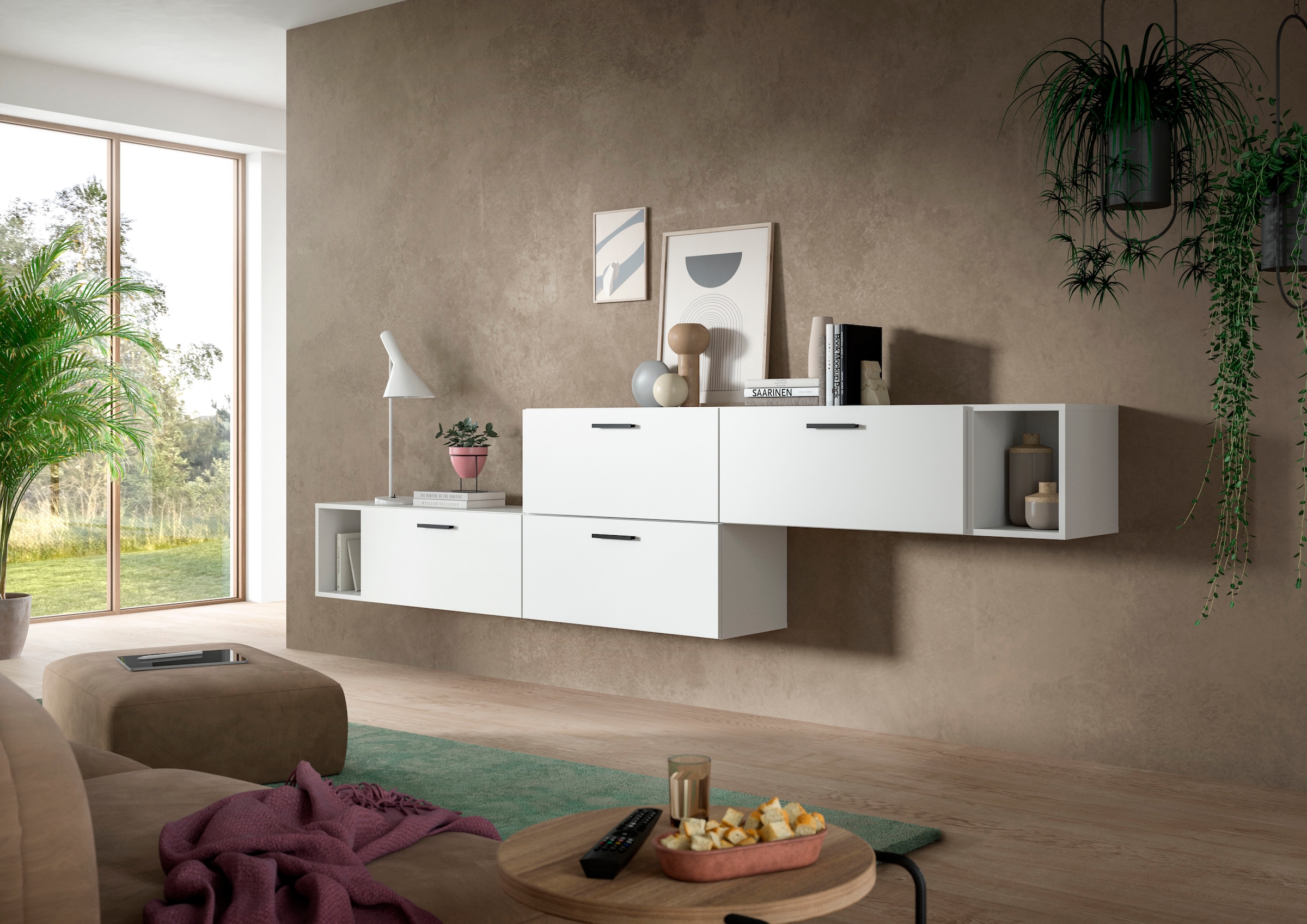Home affaire Schrank-Set »ENESTE, 6-teilig, in verschiedenen Farben, individuell kombinierbar« verschiedenste Kombinationmöglichkeiten, stehend oder hängend, 2 Stk. tlg.