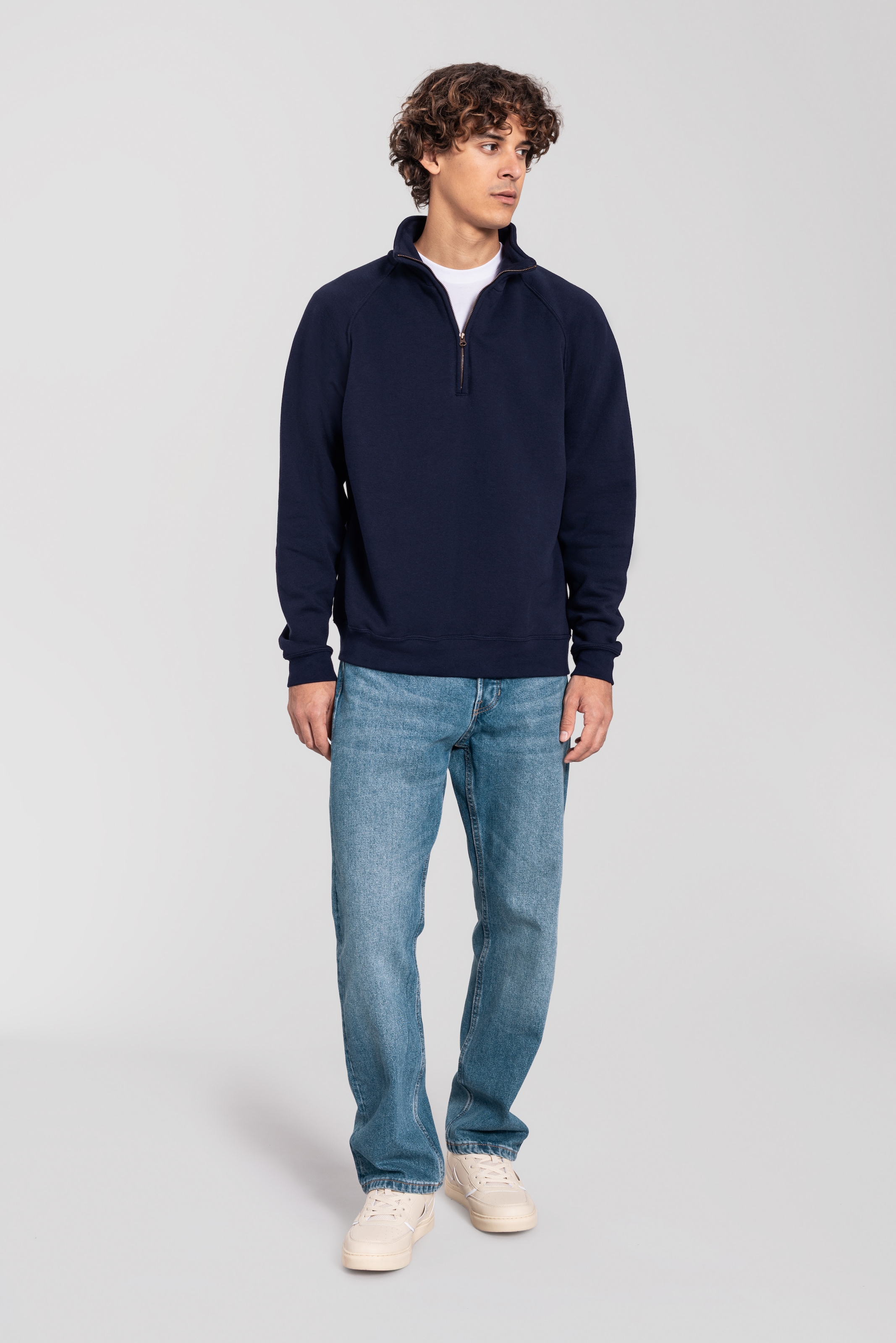 Fruit of the Loom Sweatshirt »Iconic Premium Zip Neck Sweat«, melierte Optik, aus Baumwolle und Polyester, in normaler Länge
