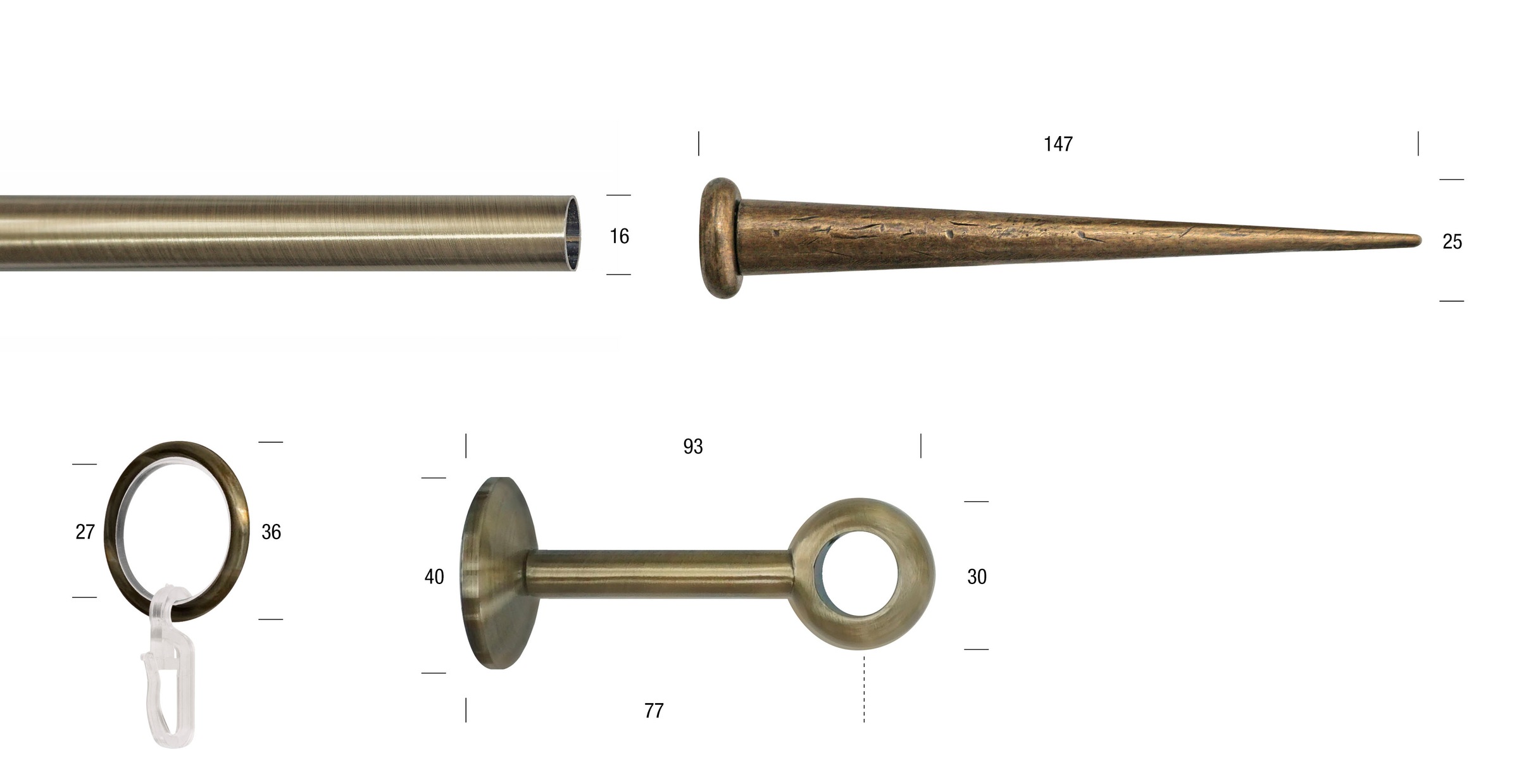 GARESA Gardinenstange »ESPERANCA« Ø 16 mm 1 läufig-läufig Wunschmaßlänge rustikale Vorhanggarnitur, verlängerbar, Endknopf Spitze, m. Ringe