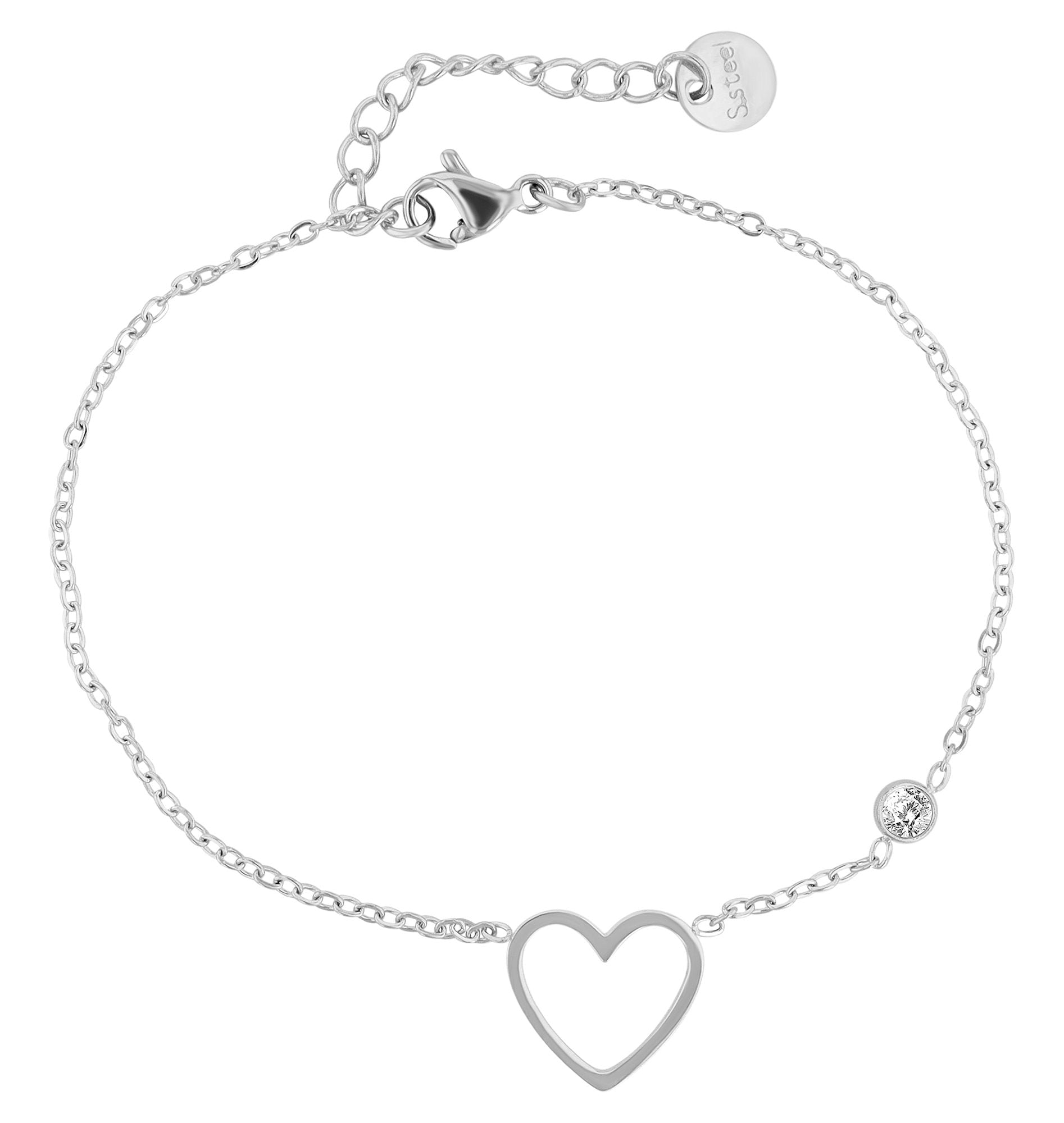 Adelia´s Armband »Damen Armband ¿ Herz aus Edelstahl 17+3 cm«